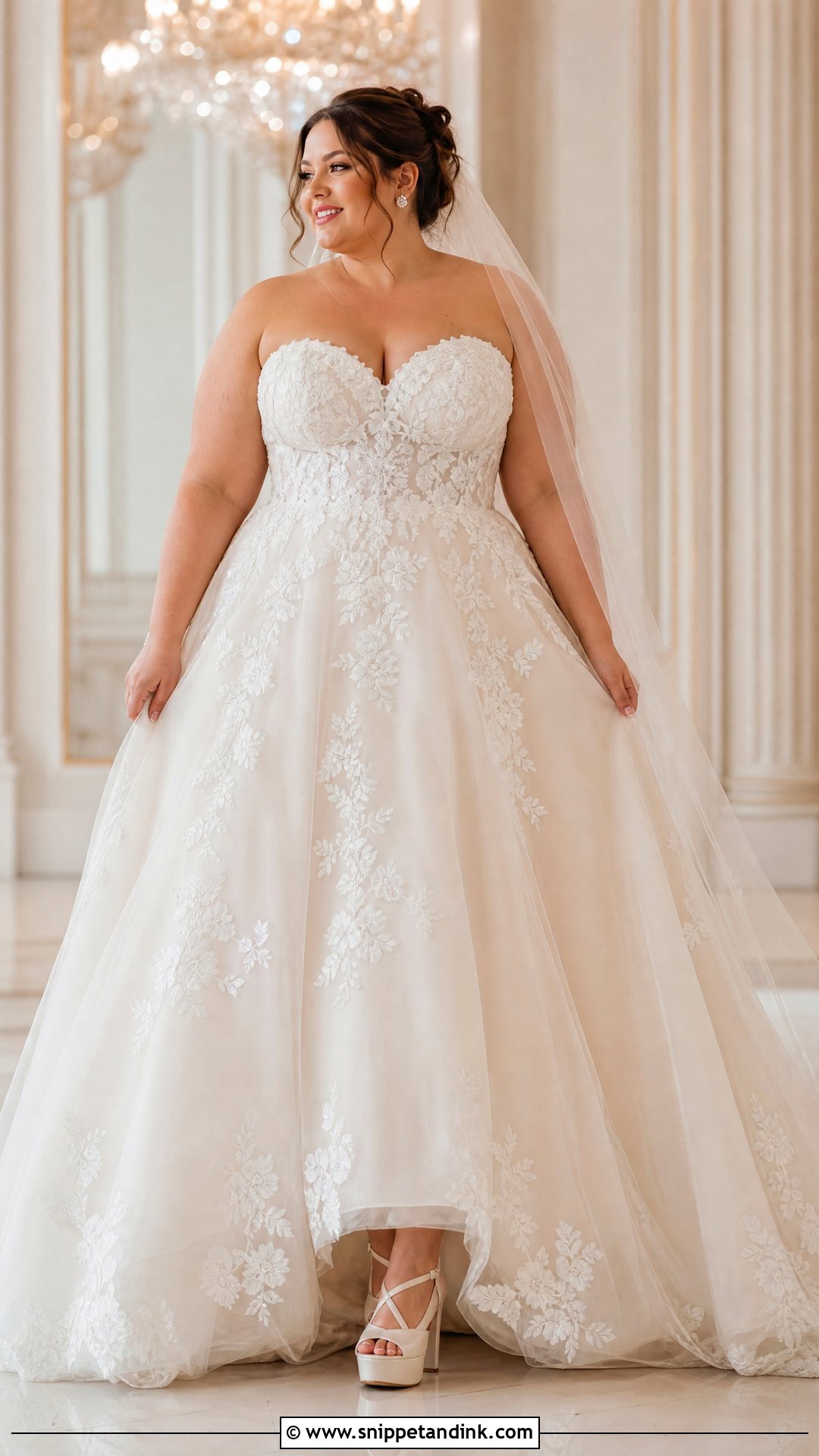 Plus Size Lace Ball Gown Wedding Dress - Snippet and Ink - 20 Plus Size Bride Dress Ideas