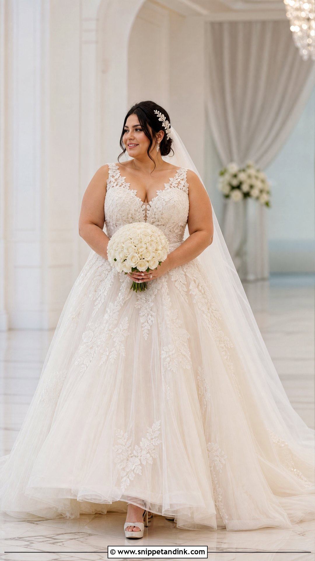 Plus Size Lace Ball Gown Wedding Dress - Snippet and Ink - 20 Plus Size Lace Wedding Dress Ideas