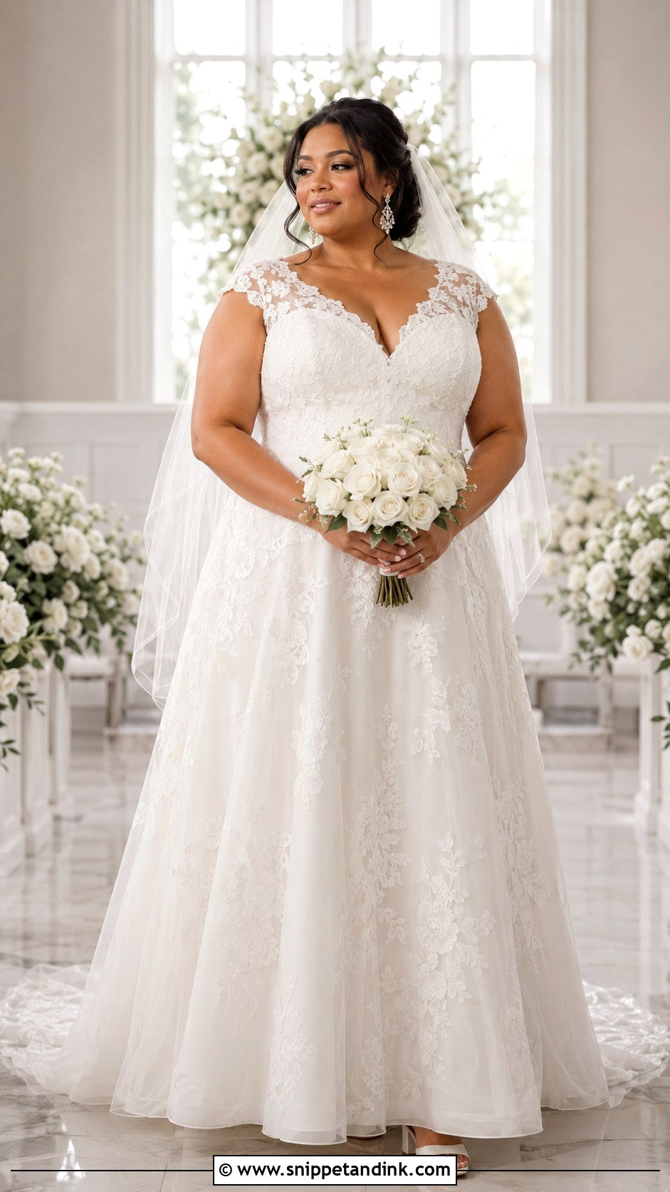 Plus Size Lace Cap Sleeve Wedding Dress - Snippet and Ink - 20 Lace Cap Sleeve Wedding Dress Ideas