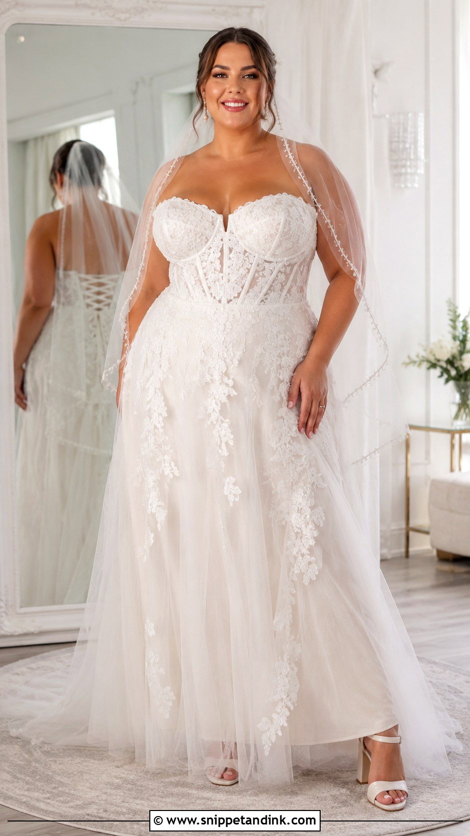 Plus Size Lace Corset Wedding Dress - Snippet and Ink - 20 Lace Corset Wedding Dresses