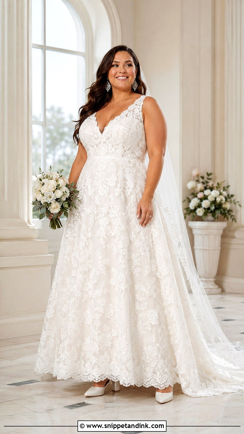 Plus Size Lace Fit And Flare Wedding Dress - Snippet and Ink - 20 Lace Bride Dress Ideas