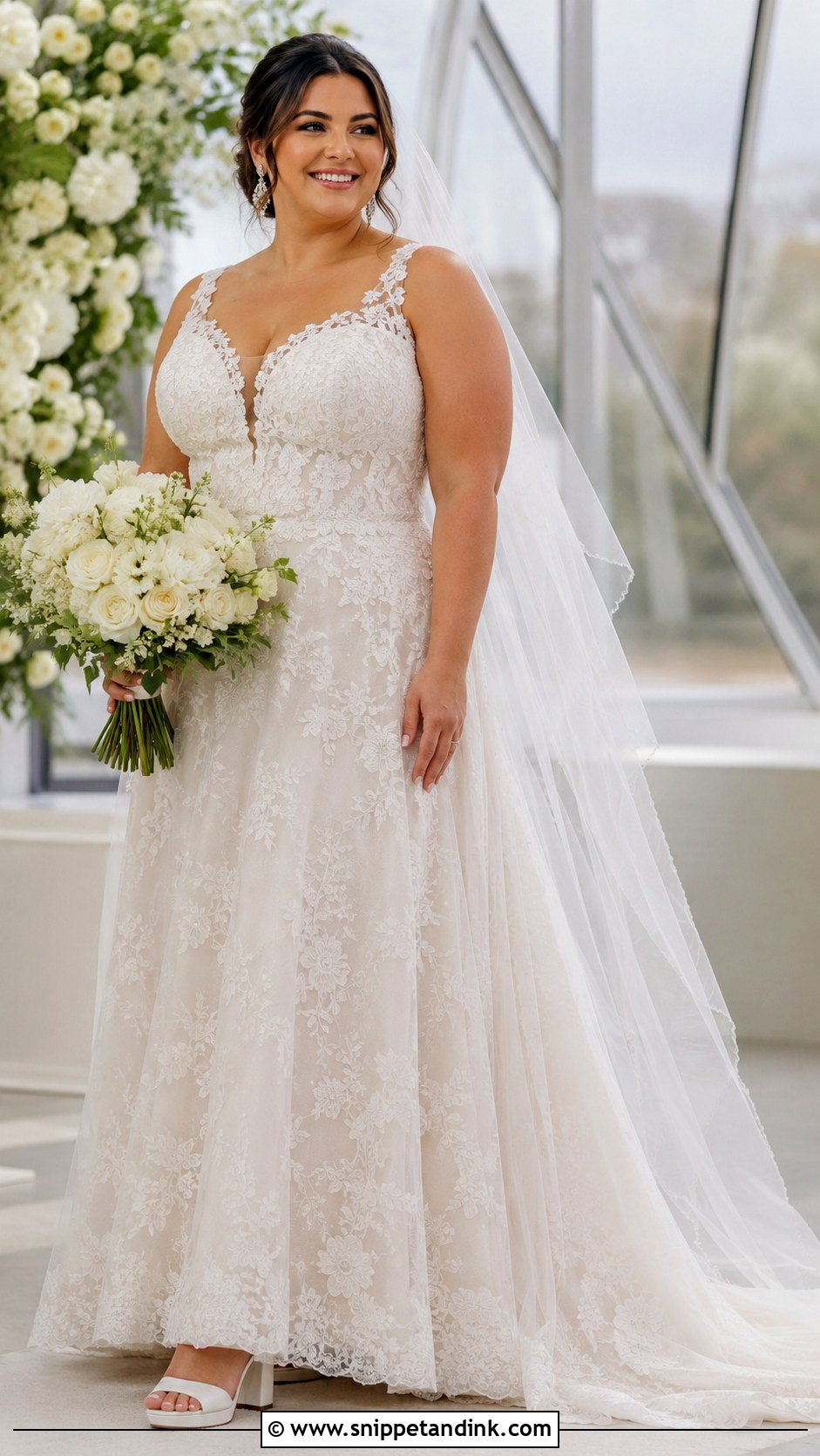 Plus Size Lace Fit and Flare Wedding Dress - Snippet and Ink - 20 Lace Fit and Flare Wedding Dress Ideas