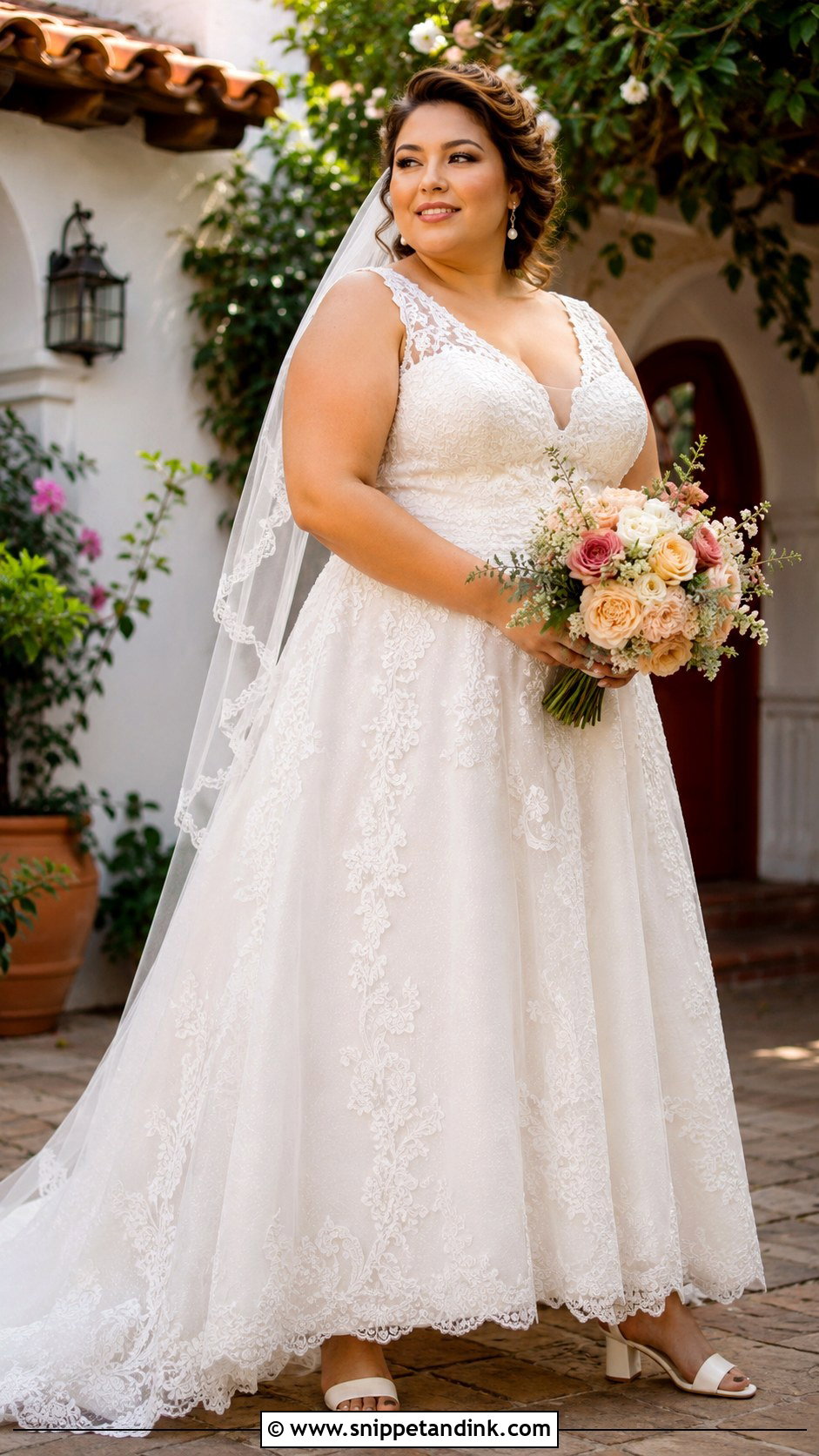 Plus Size Lace Hacienda Wedding Dress - Snippet and Ink - 20 Hacienda Wedding Dress Ideas
