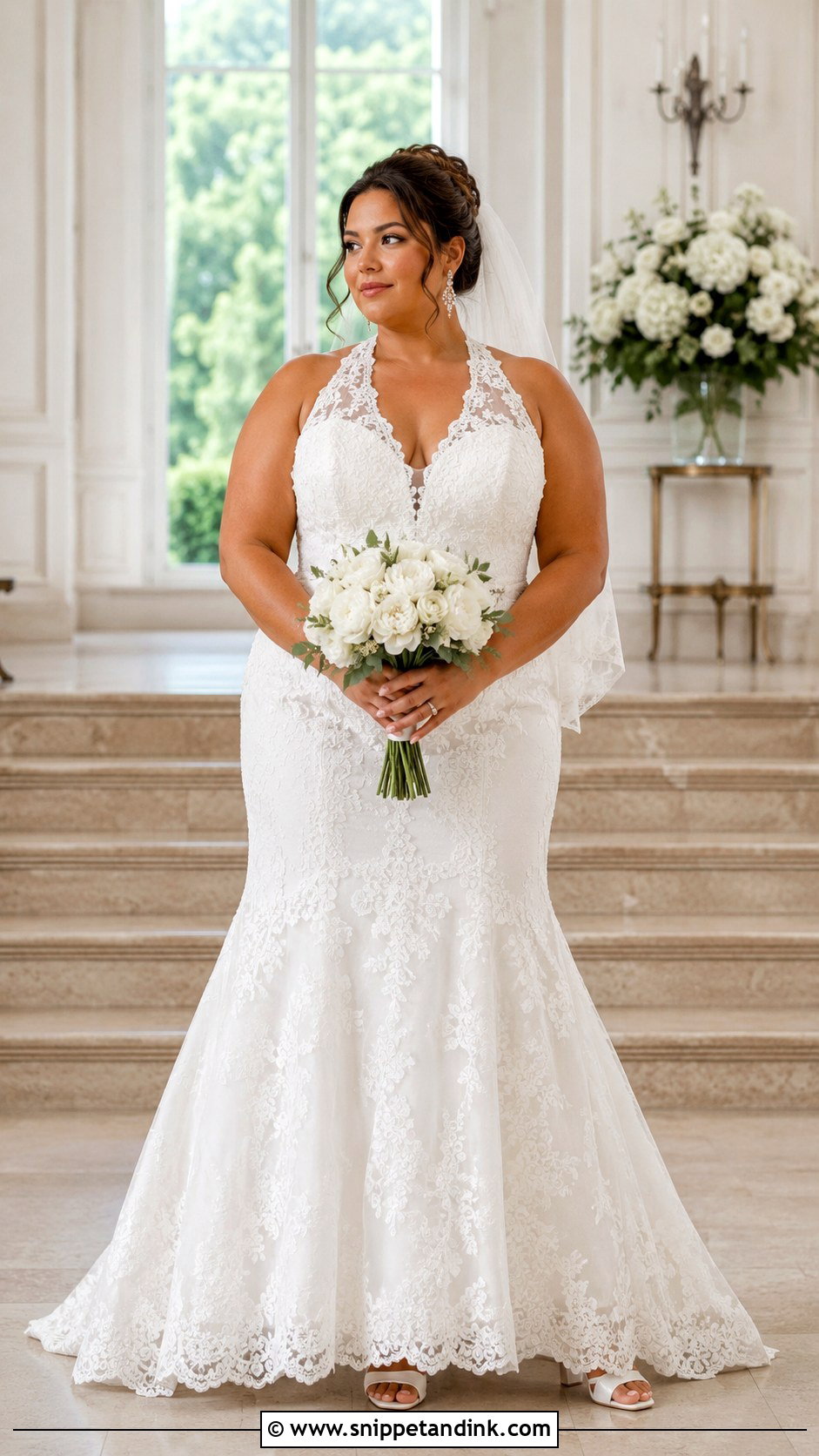 Plus Size Lace Halter Wedding Dress - Snippet and Ink - 20 Lace Halter Wedding Dress Ideas