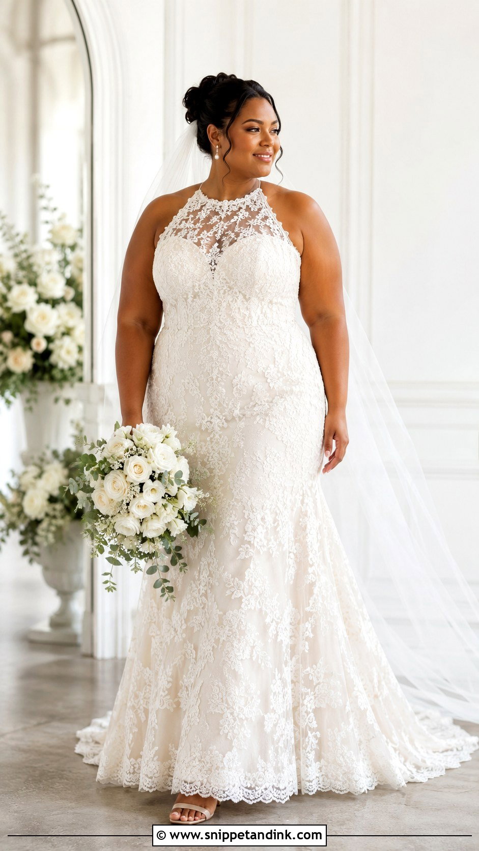 Plus Size Lace Halter Wedding Dress - Snippet and Ink - 20 Halter Neck Lace Wedding Dress Ideas