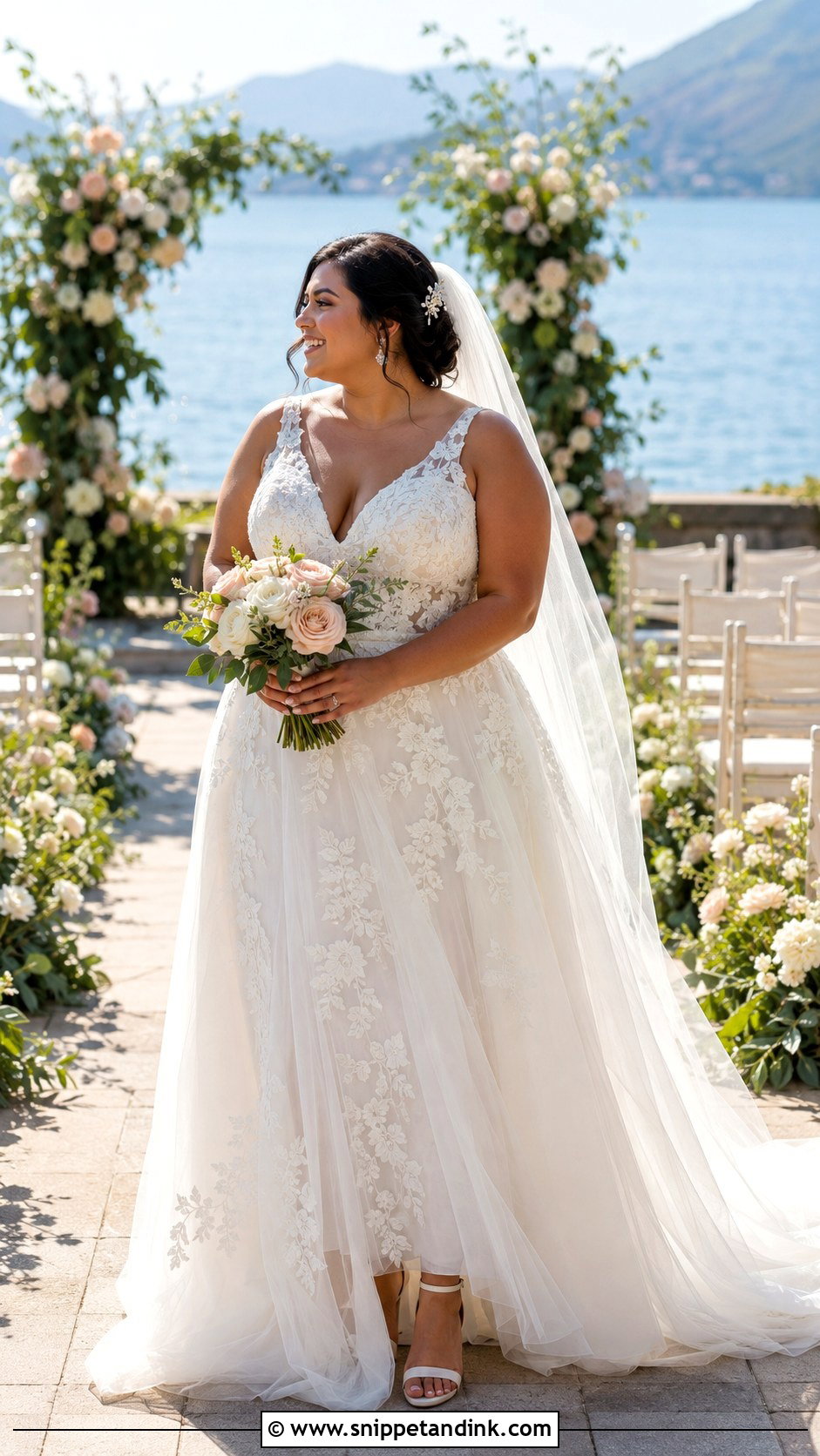 Plus Size Lace Lake Wedding Dress - Snippet and Ink - 20 Lake Wedding Dress Ideas