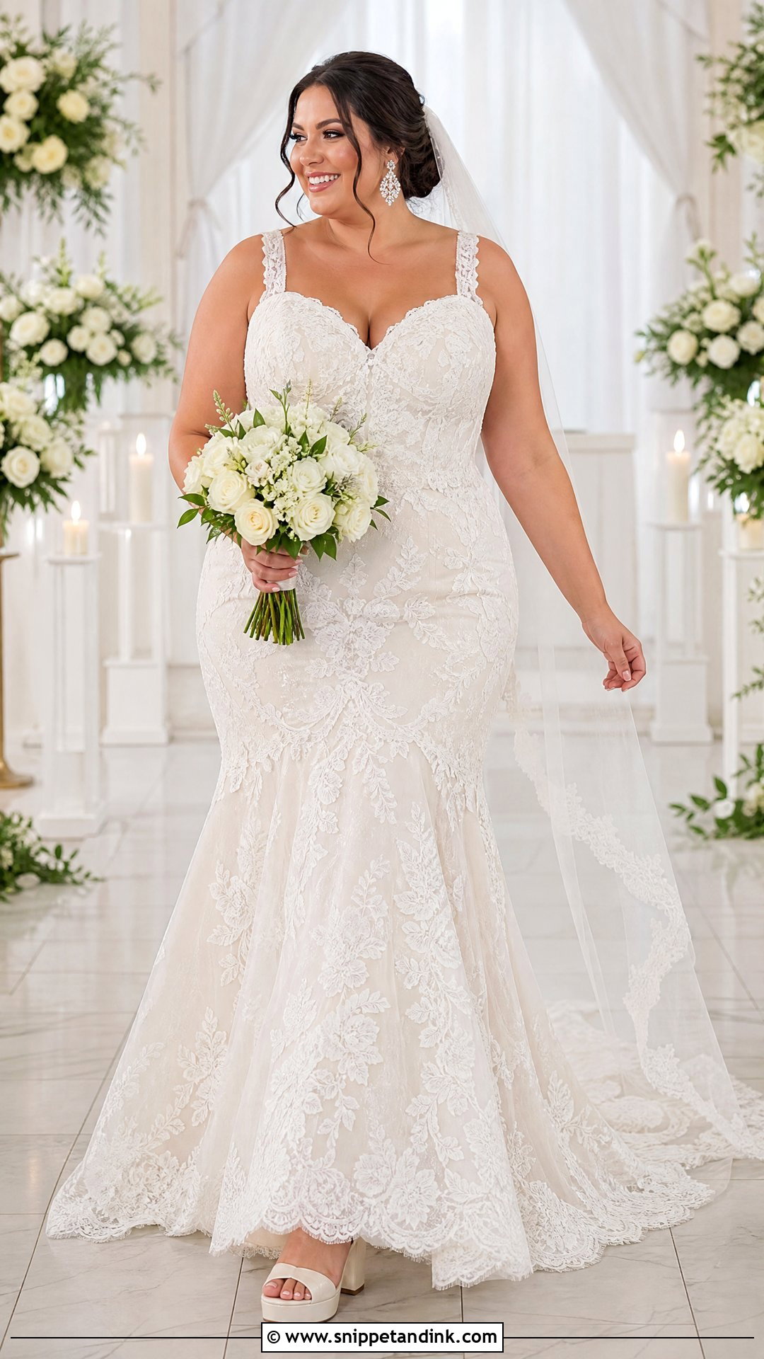 Plus Size Lace Mermaid Wedding Dress - Snippet and Ink - 20 Lace Mermaid Wedding Dresses