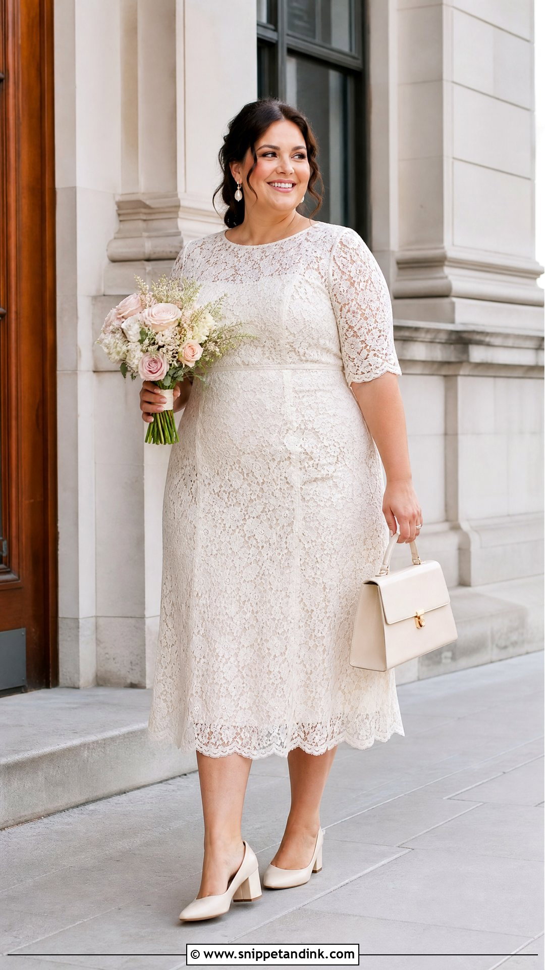 Plus Size Lace Midi Civil Wedding Dress - Snippet and Ink - 25 Civil Wedding Dresses Plus Size