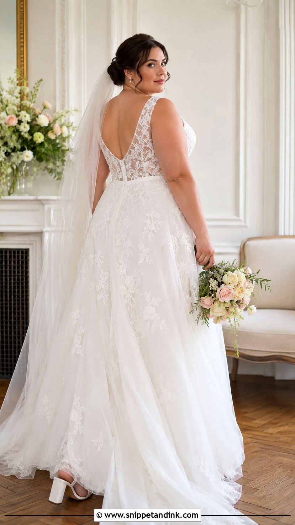 Plus Size Lace Open Back Wedding Dress - Snippet and Ink - 20 Lace Open Back Wedding Dress Ideas