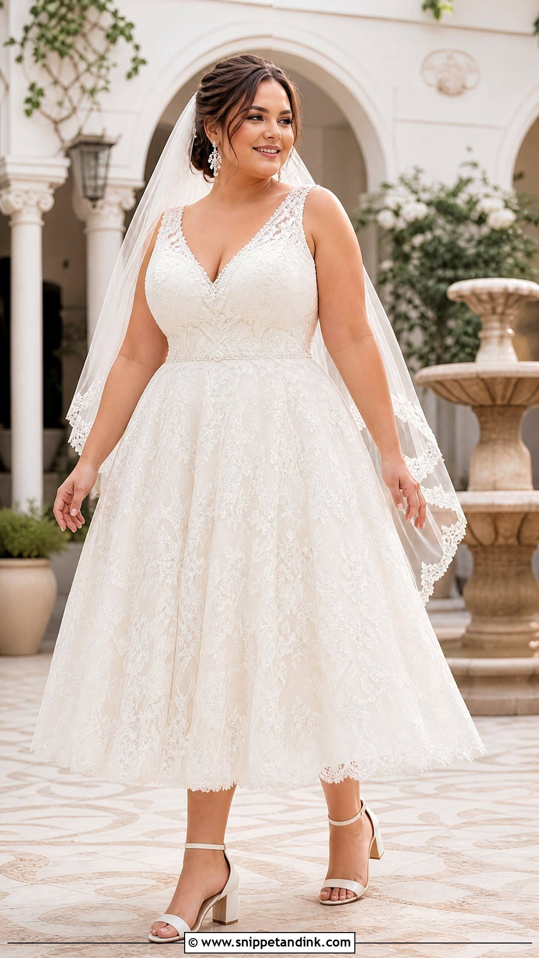 Plus Size Lace Tea Length Wedding Dress - Snippet and Ink - 20 Tea Length Wedding Dresses Lace