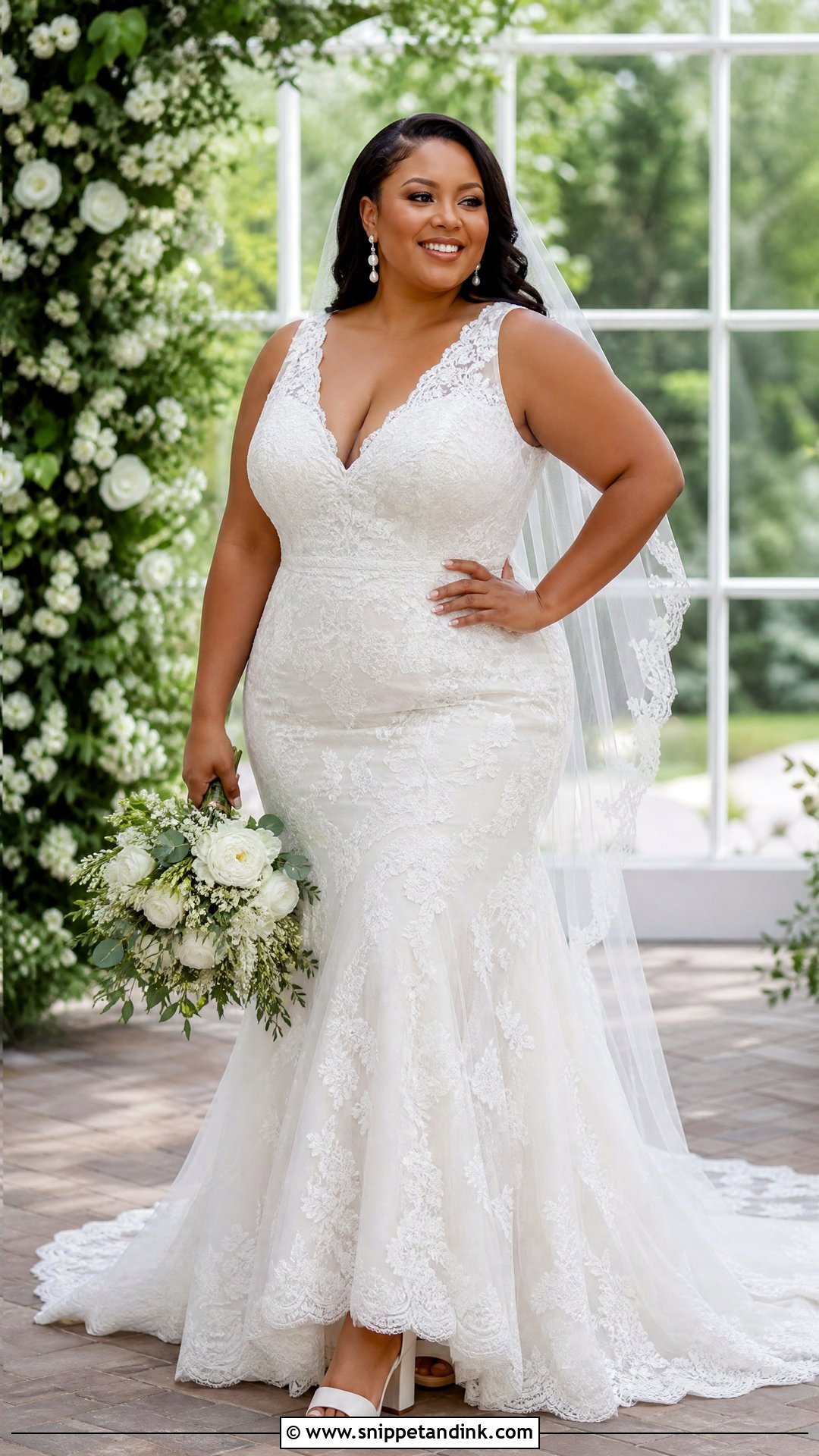 Plus Size Lace Trumpet Wedding Gown - Snippet and Ink - 20 Trumpet Wedding Gown Ideas