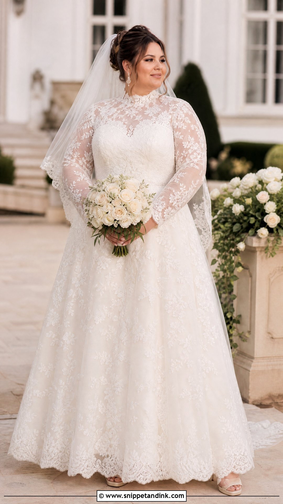 Plus Size Lace Turtleneck Wedding Dress - Snippet and Ink - 20 Lace Turtleneck Wedding Dress Ideas
