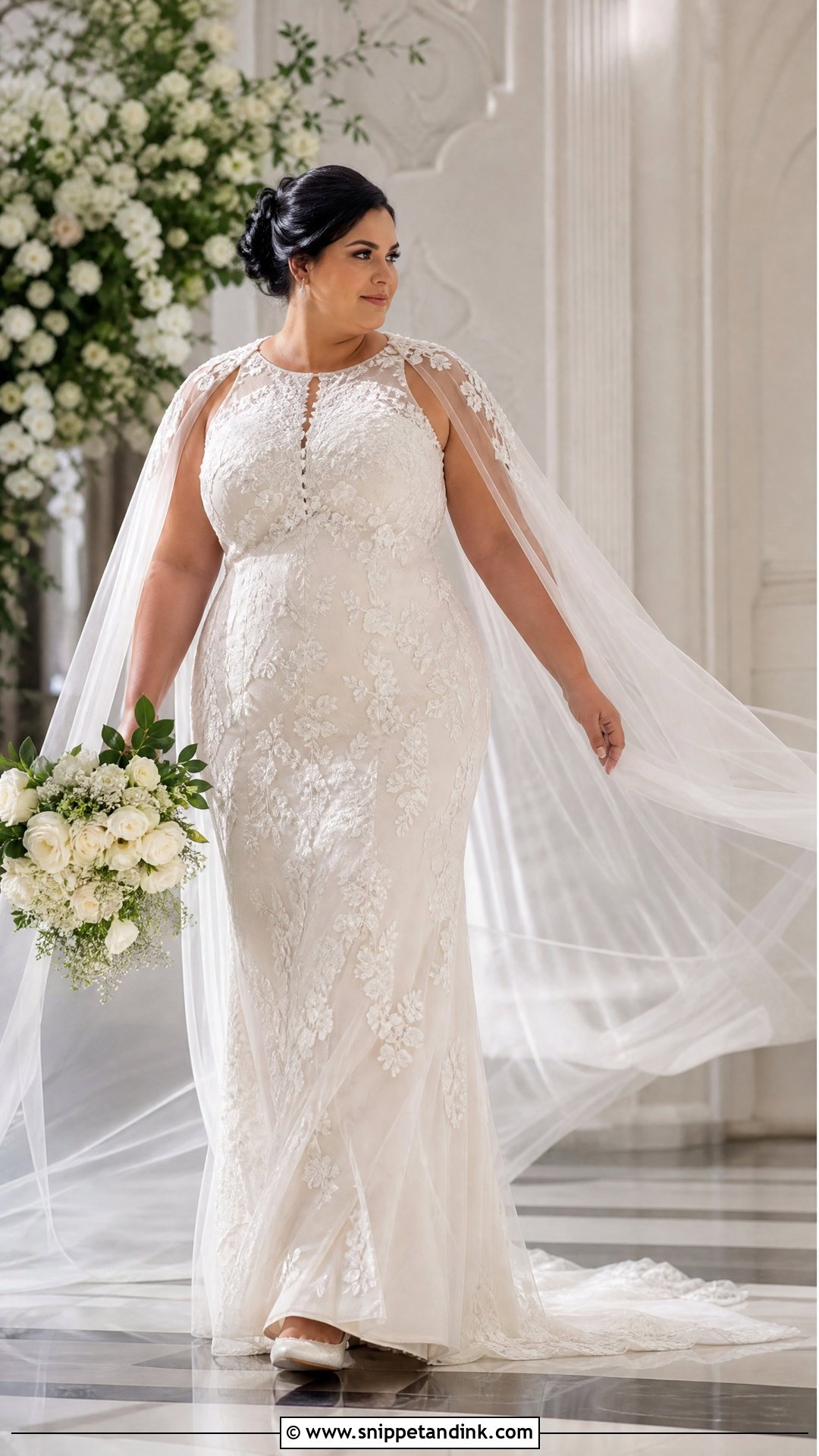 Plus Size Lace Wedding Dress With Cape - Snippet and Ink - 20 Plus Size Lace Wedding Dress Ideas