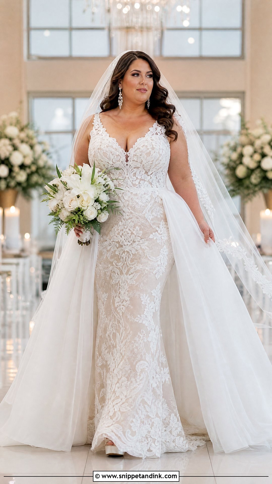 Plus Size Lace Wedding Dress With Overskirt - Snippet and Ink - 20 Plus Size Lace Wedding Dress Ideas