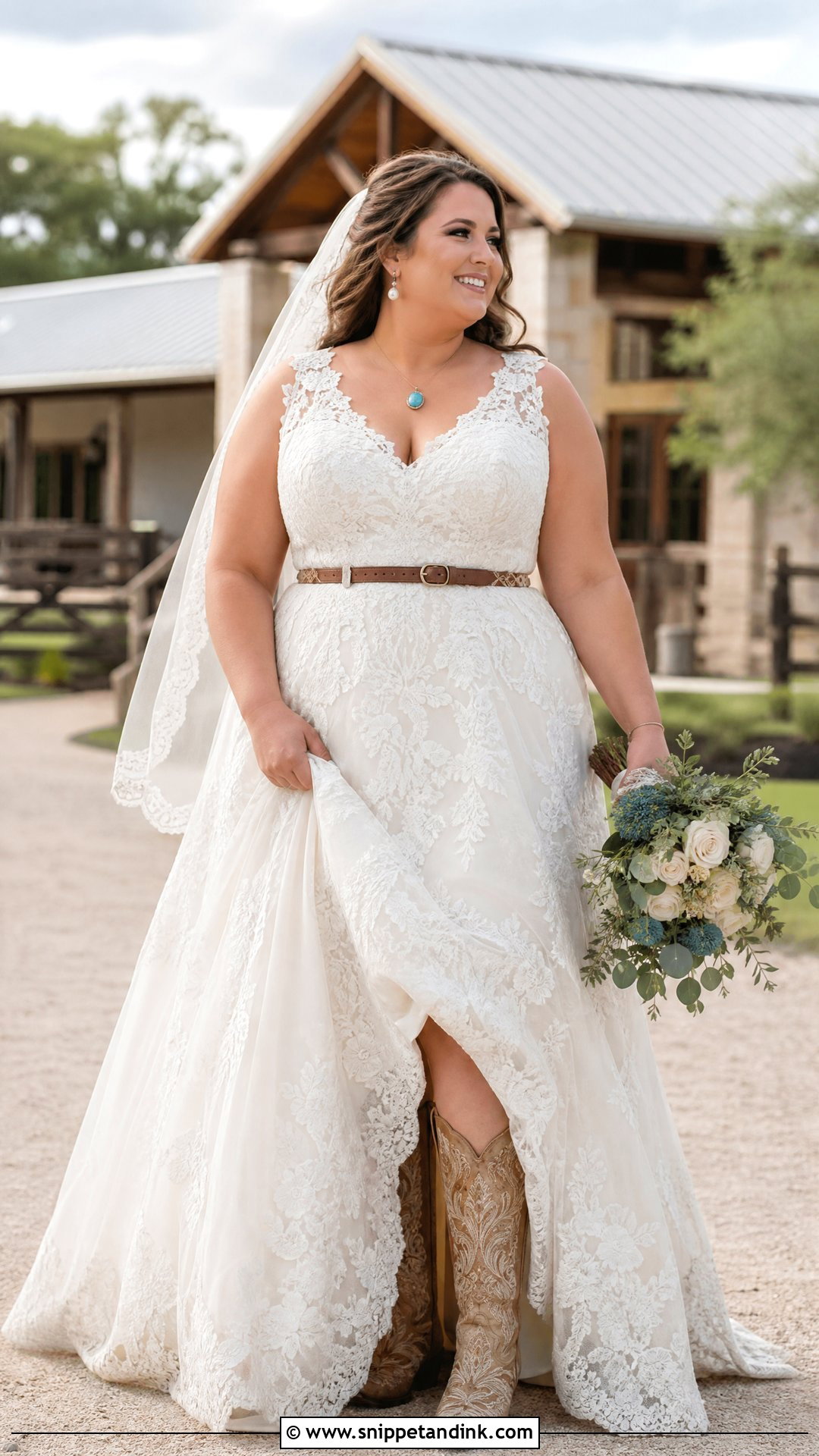 Plus Size Lace Western Wedding Dress - Snippet and Ink - 20 Plus Size Western Wedding Dresses