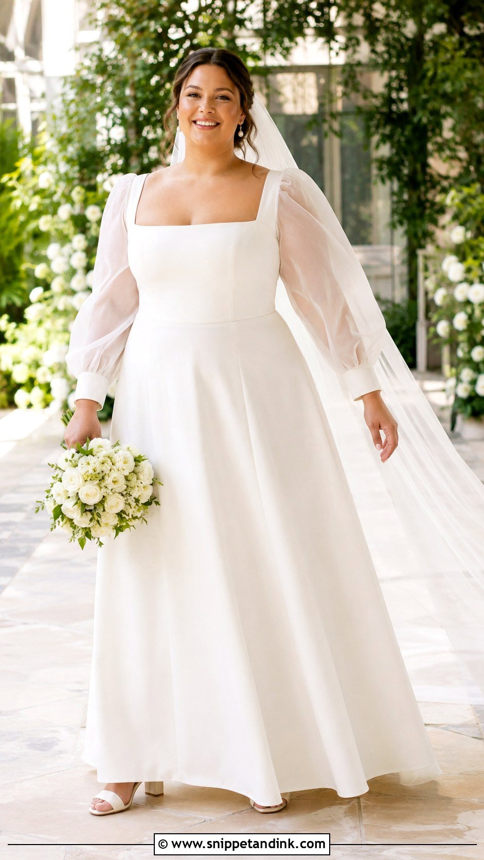 Plus Size Long Puff Sleeve Wedding Dress - Snippet and Ink - 20 Long Puff Sleeve Wedding Dress Ideas
