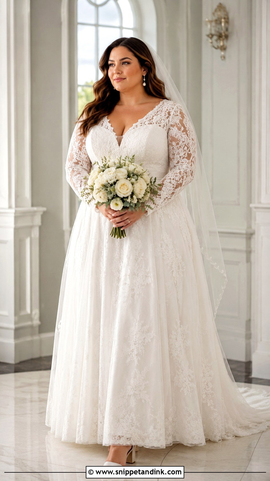 Plus Size Long Sleeve A Line Wedding Dress - Snippet and Ink - 20 Classic Long Sleeve Wedding Dress Ideas