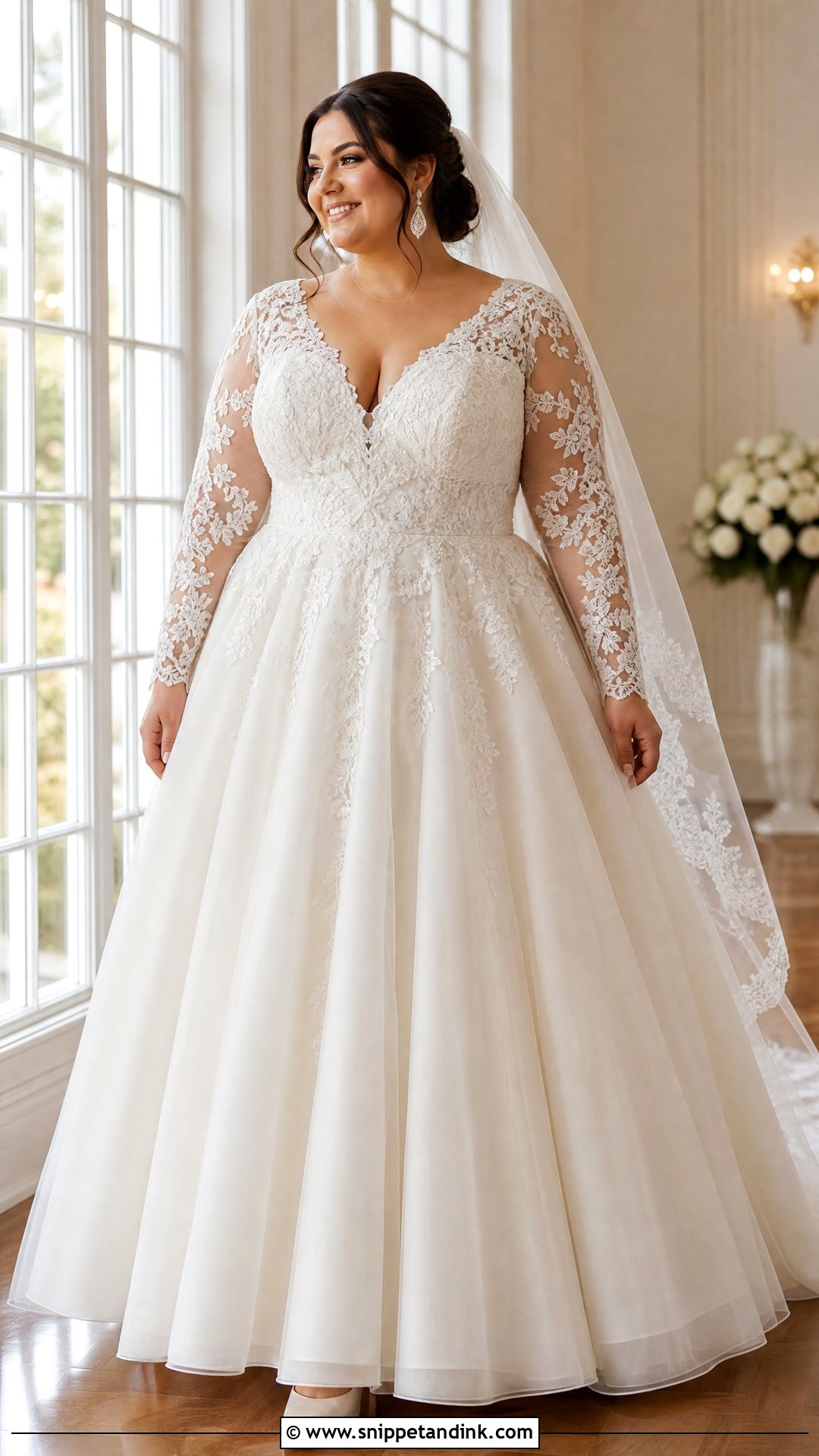 Plus Size Long Sleeve Ball Gown Wedding Dress - Snippet and Ink - 20 Plus Size Ball Gown Wedding Dresses