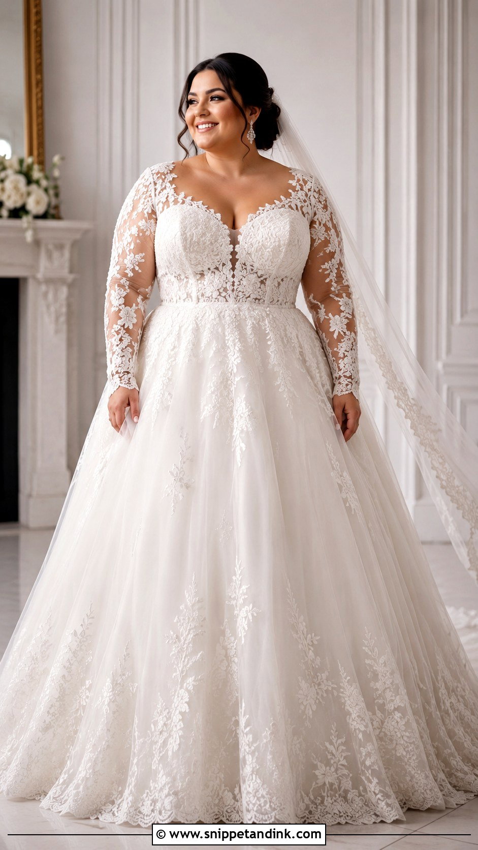 Plus Size Long Sleeve Ball Gown Wedding Dress - Snippet and Ink - 25 Long Sleeve Ball Gown Wedding Dress Ideas