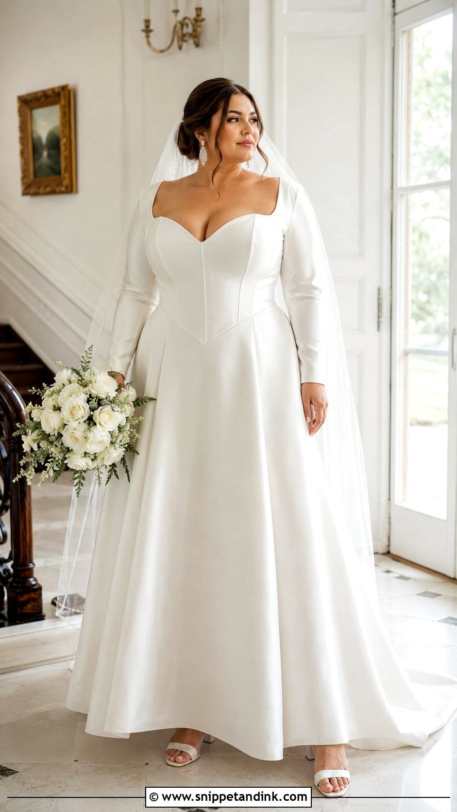 Plus Size Long Sleeve Basque Waist Wedding Dress - Snippet and Ink - 20 Long Sleeve Basque Waist Wedding Dress Ideas