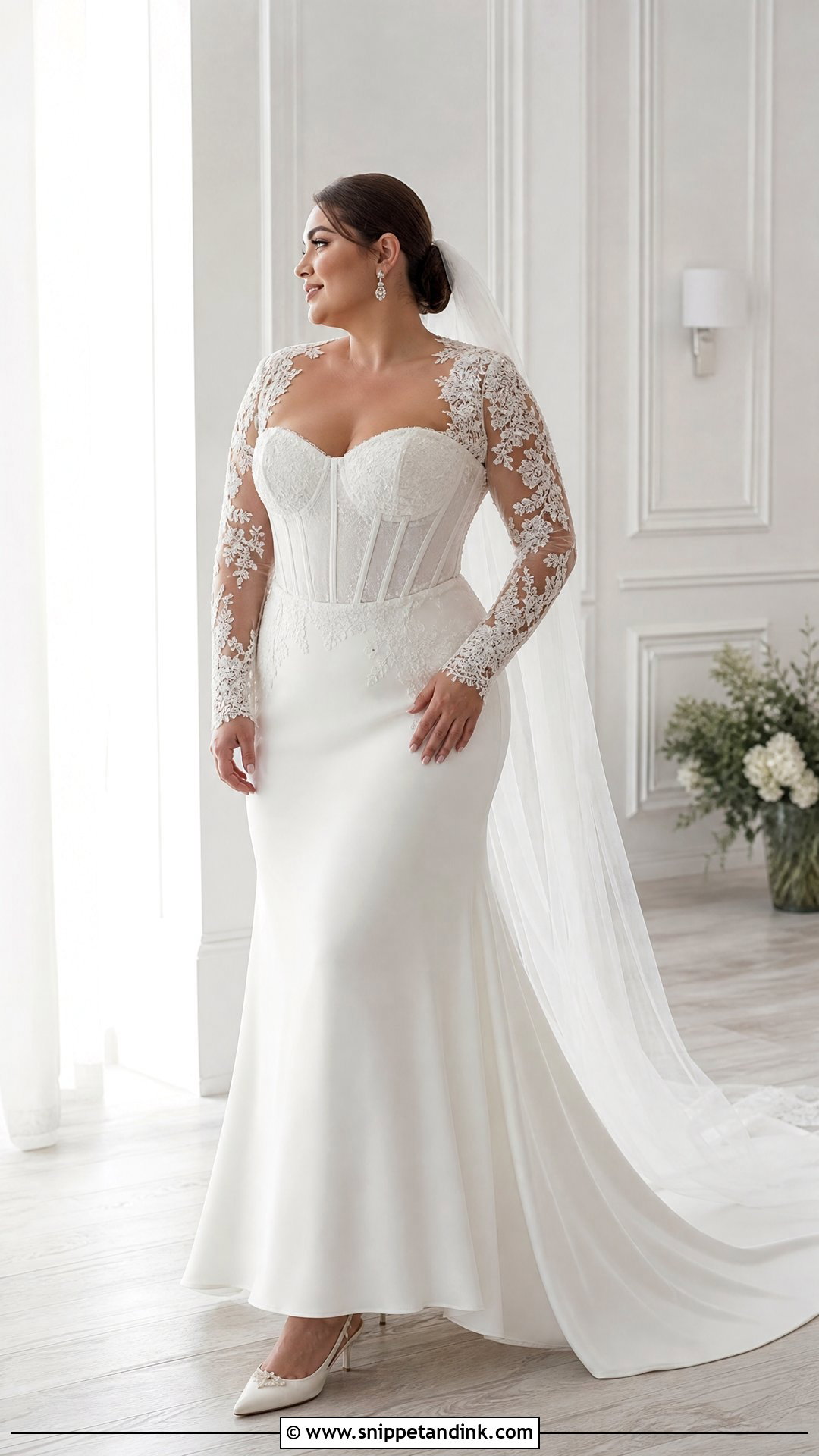 Plus Size Long Sleeve Corset Wedding Dress - Snippet and Ink - 20 Plus Size Corset Wedding Dress Ideas