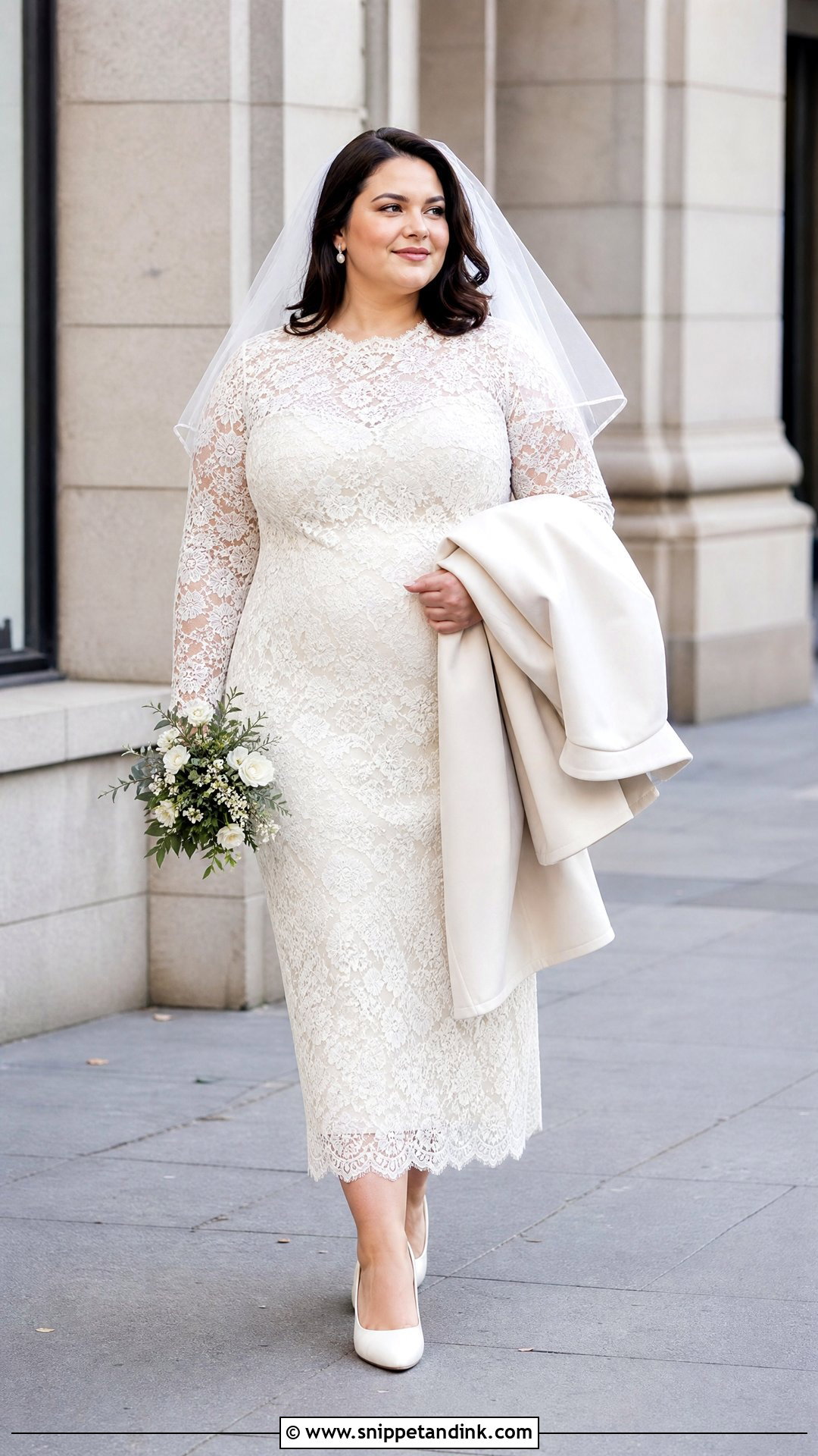 Plus Size Long Sleeve Lace Civil Wedding Dress - Snippet and Ink - 20 Plus Size Civil Wedding Dress Ideas