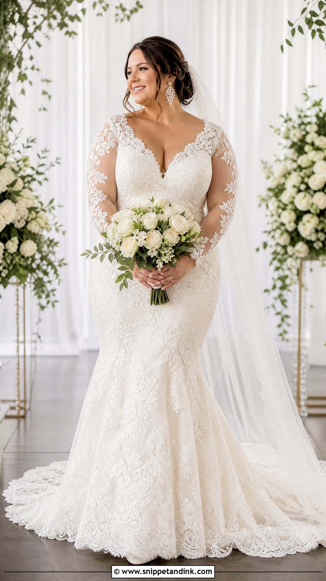 Plus Size Long Sleeve Lace Wedding Dress - Snippet and Ink - 20 Wedding Dresses for Curvy Brides Plus Size