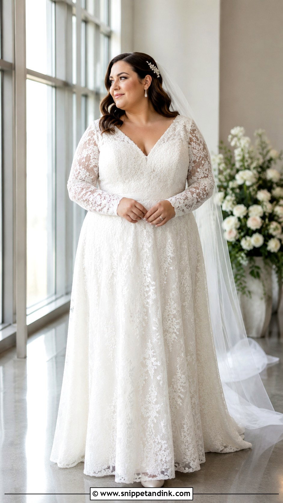 Plus Size Long Sleeve Lace Wedding Dress - Snippet and Ink - 20 Large Wedding Dress Ideas