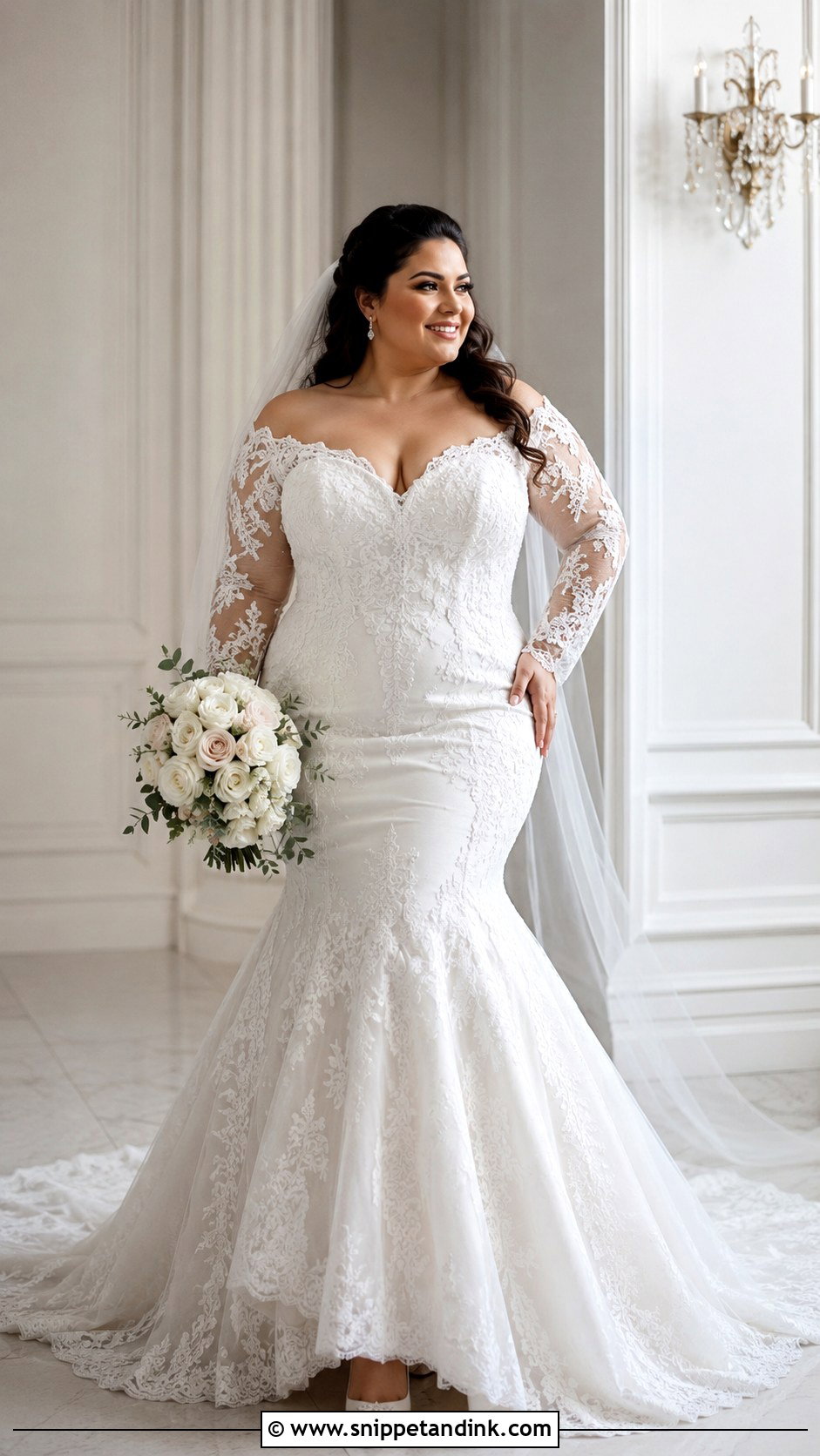Plus Size Long Sleeve Mermaid Wedding Dress - Snippet and Ink - 25 Long Sleeve Mermaid Wedding Dress Ideas