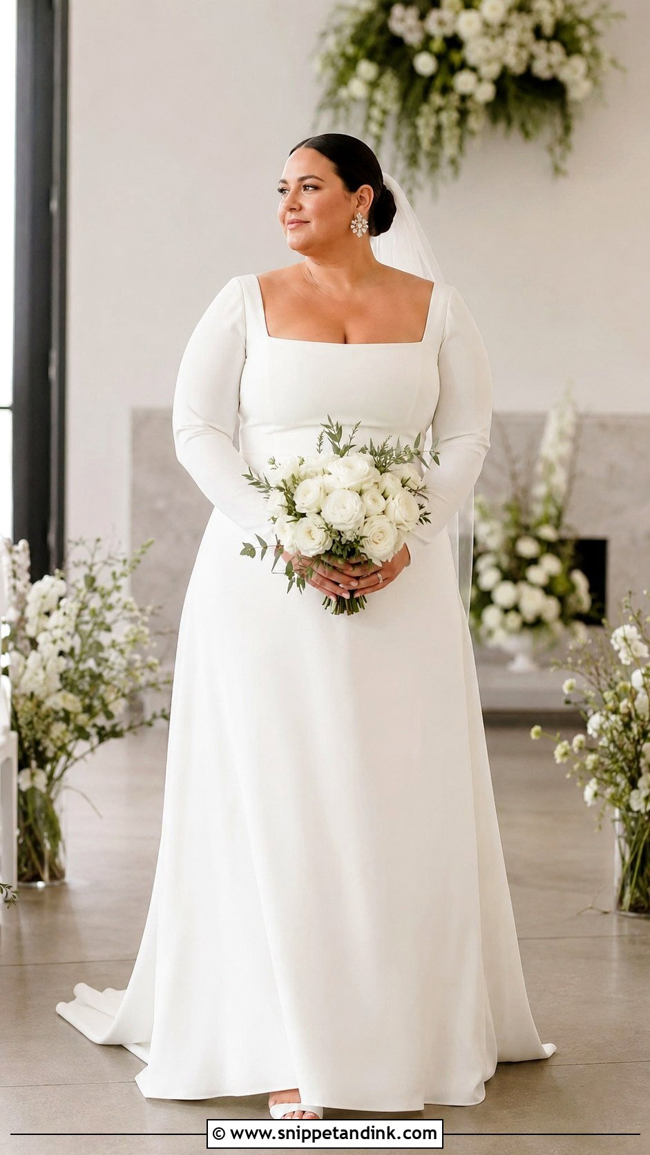 Plus Size Long Sleeve Minimalist Wedding Dress - Snippet and Ink - 20 Long Sleeve Minimalist Wedding Dress Ideas