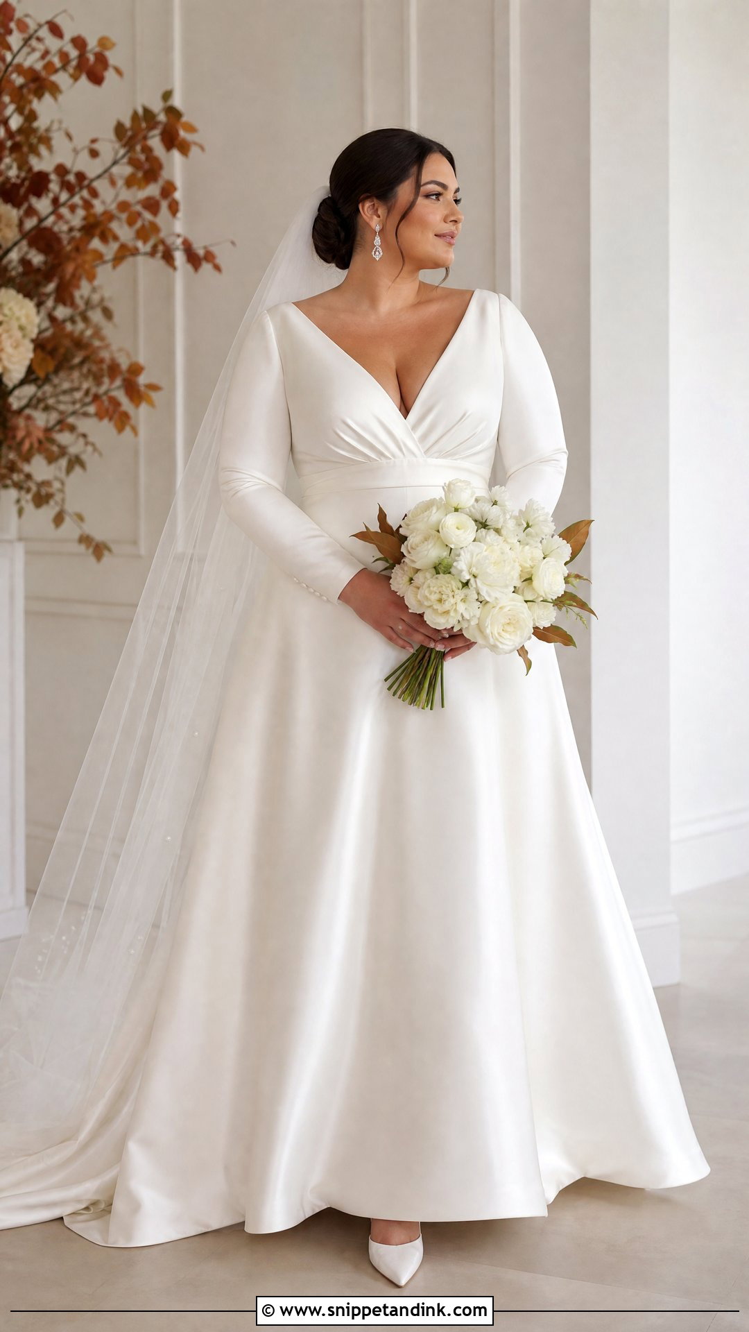 Plus Size Long Sleeve Satin Wedding Dress - Snippet and Ink - 20 Plus Size Satin Wedding Dress Ideas