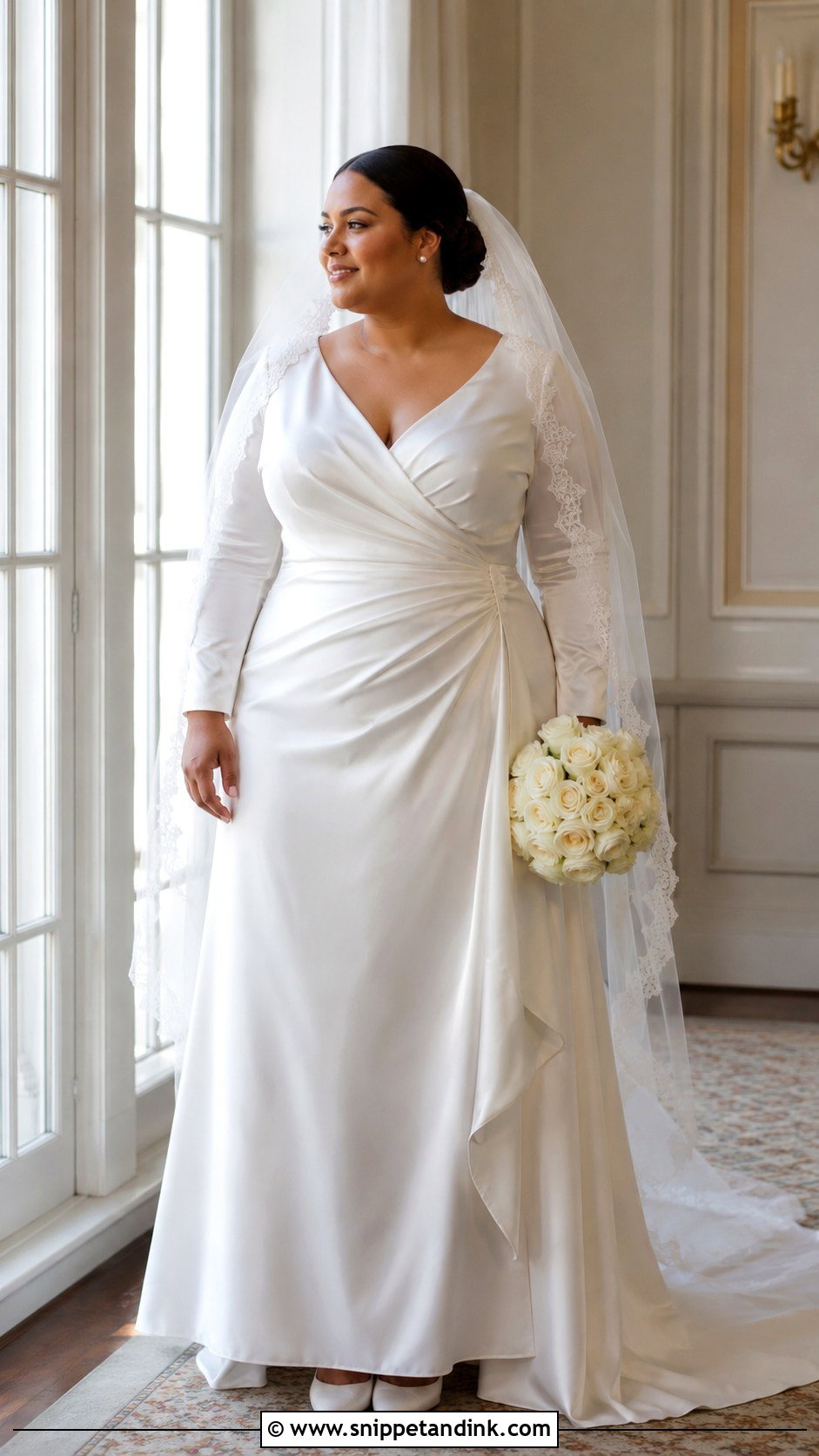 Plus Size Long Sleeve Satin Wedding Dress - Snippet and Ink - 20 Big Size Wedding Dress Ideas