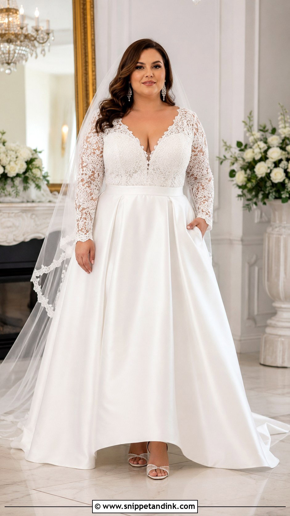 Plus Size Long Sleeve V Neck Wedding Dress - Snippet and Ink - 20 Long Sleeve V Neck Wedding Dress Ideas