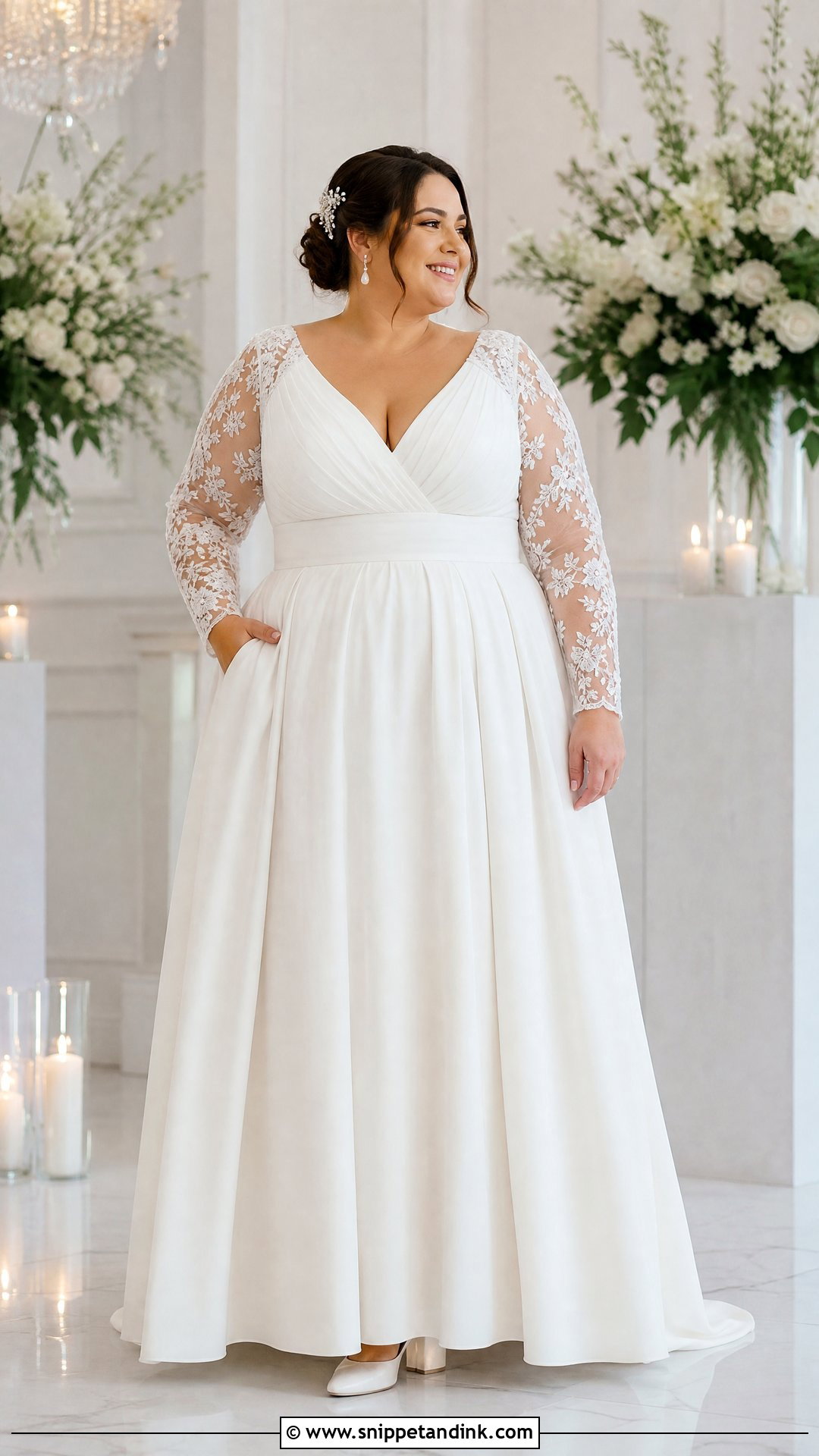 Plus Size Long Sleeve Wedding Dress - Snippet and Ink - 20 Plus Size Bride Dress Ideas