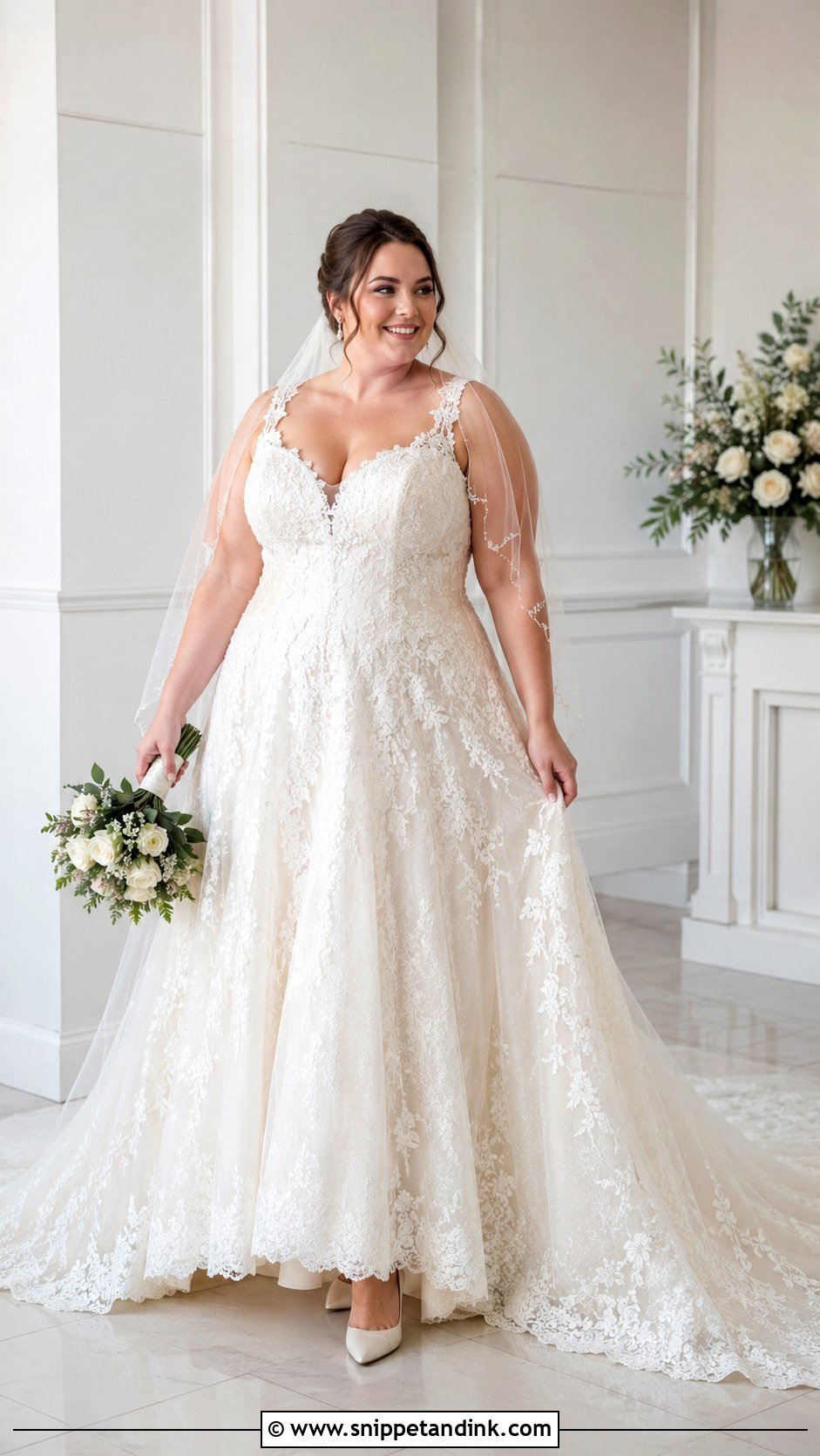 Plus Size Long Train Wedding Dress - Snippet and Ink - 25 Long Train Wedding Dresses