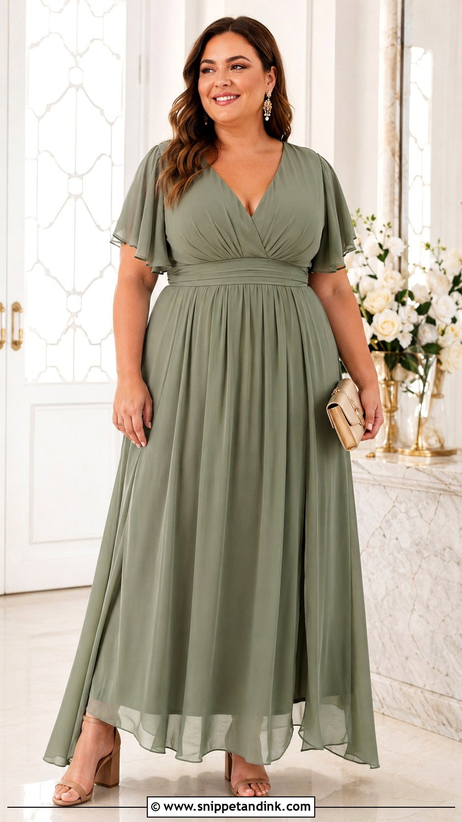 Plus Size Marriage Outfit With Empire Waist Dress - Snippet and Ink - 25 Marriage Outfit Ideas