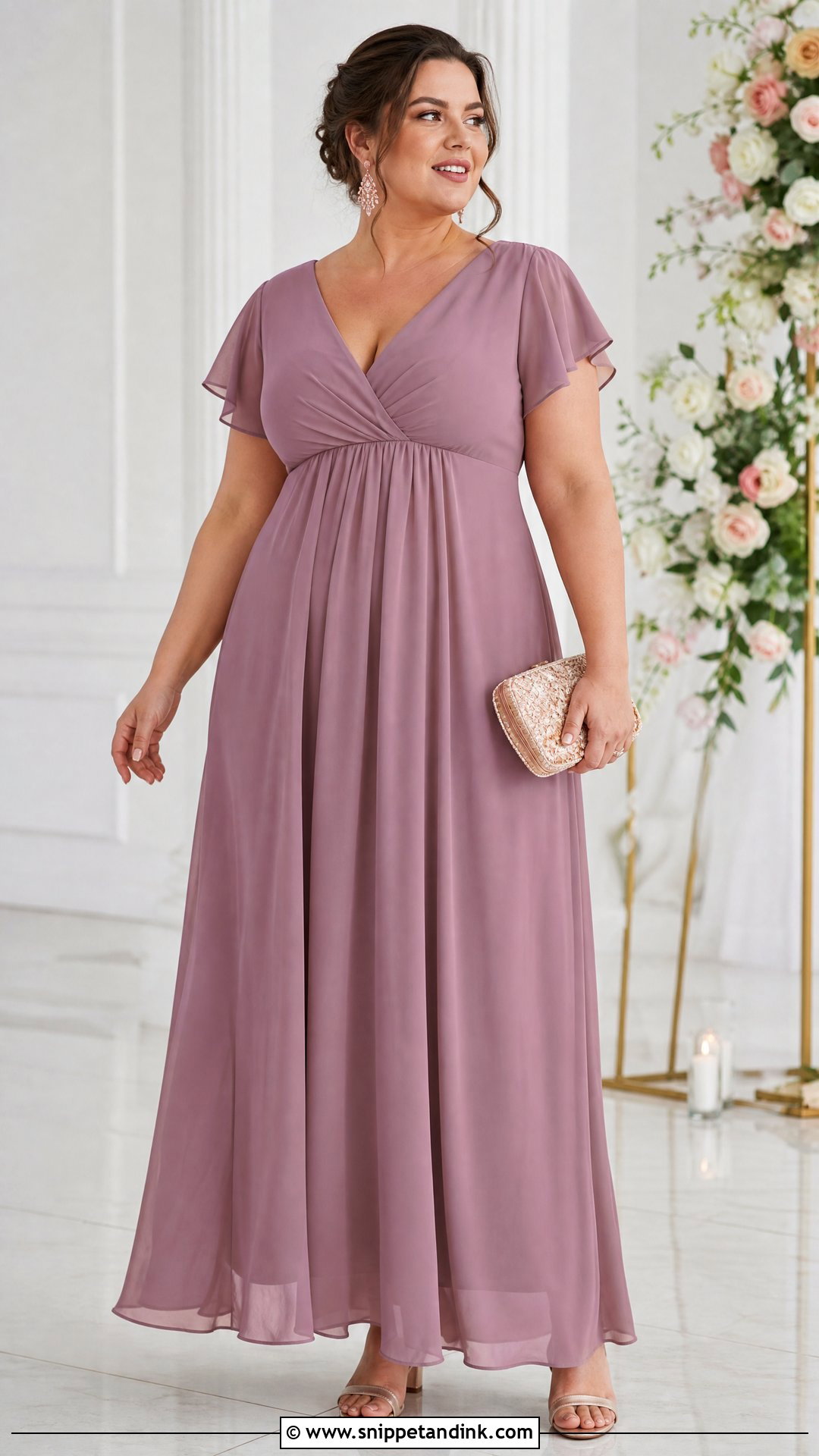 Plus Size Mauve Empire Waist Gown - Snippet and Ink - 20 Plus Size Gowns Formal Wedding Parties