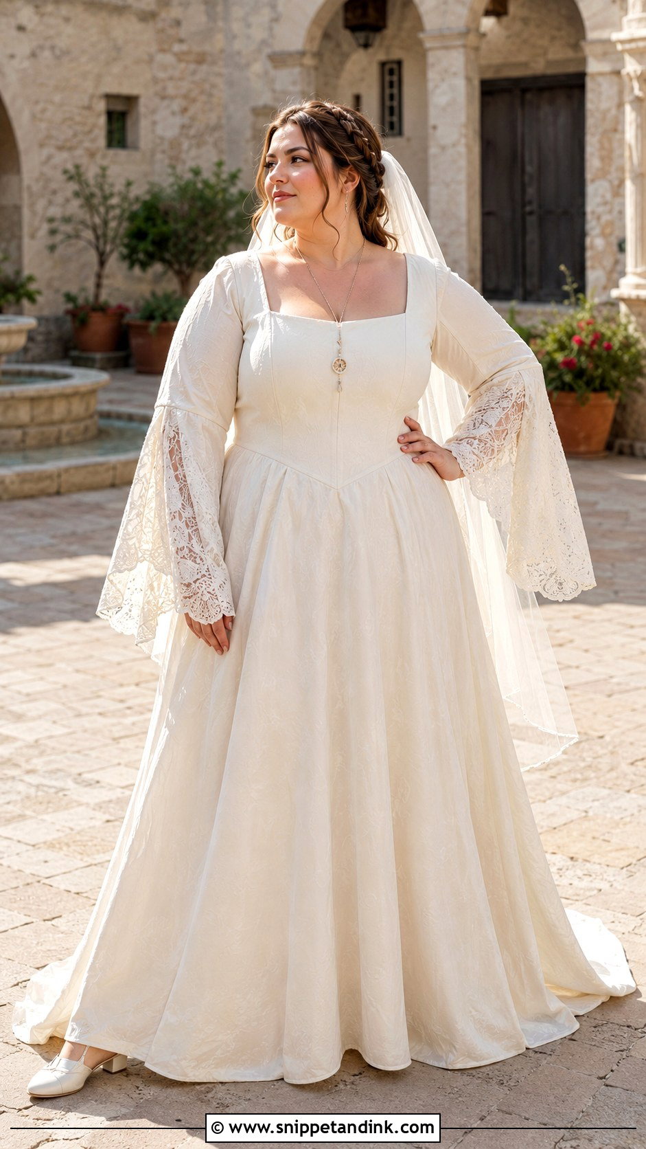 Plus Size Medieval Wedding Dress With Corset Back - Snippet and Ink - 20 Medieval Style Wedding Dress Ideas