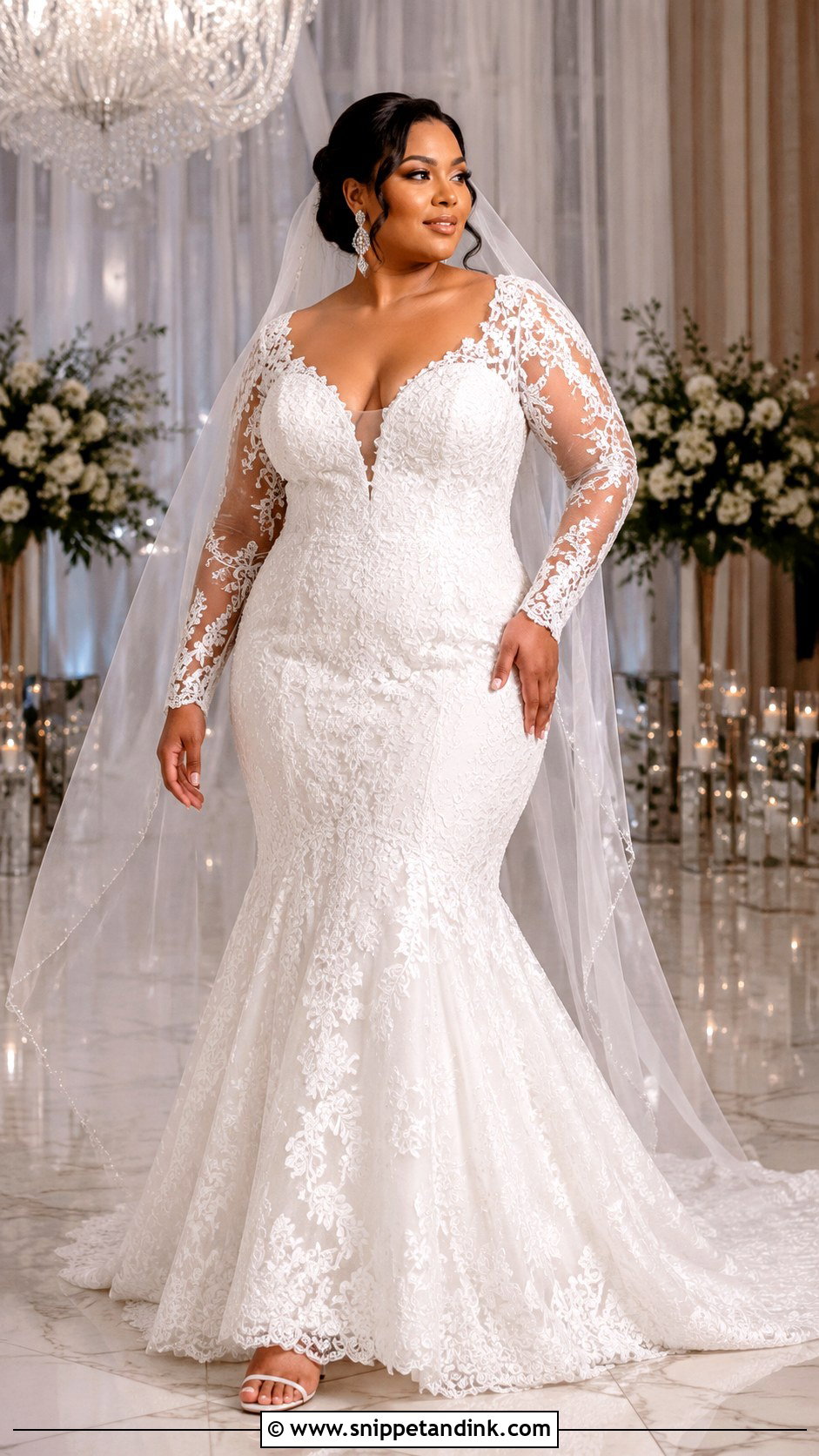 Plus Size Mermaid Wedding Dress With Long Sleeves - Snippet and Ink - 25 Unique Plus Size Wedding Dresses