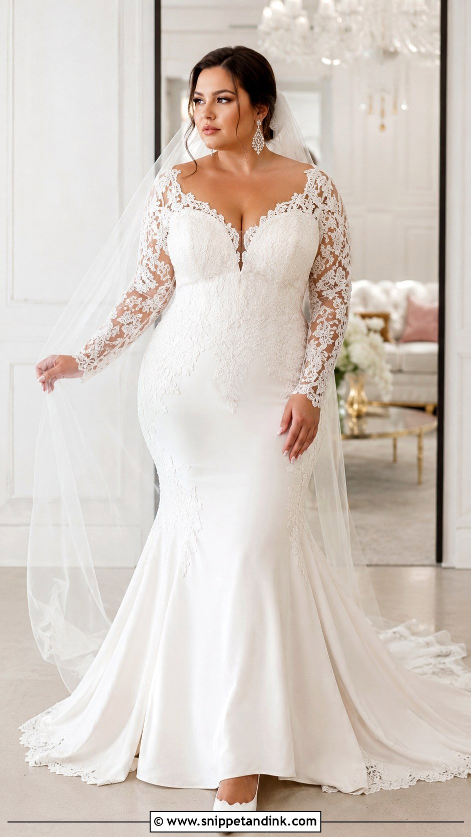 Plus Size Mermaid Wedding Dress With Sleeves - Snippet and Ink - 25 Plus Size Wedding Dresses with Sleeves