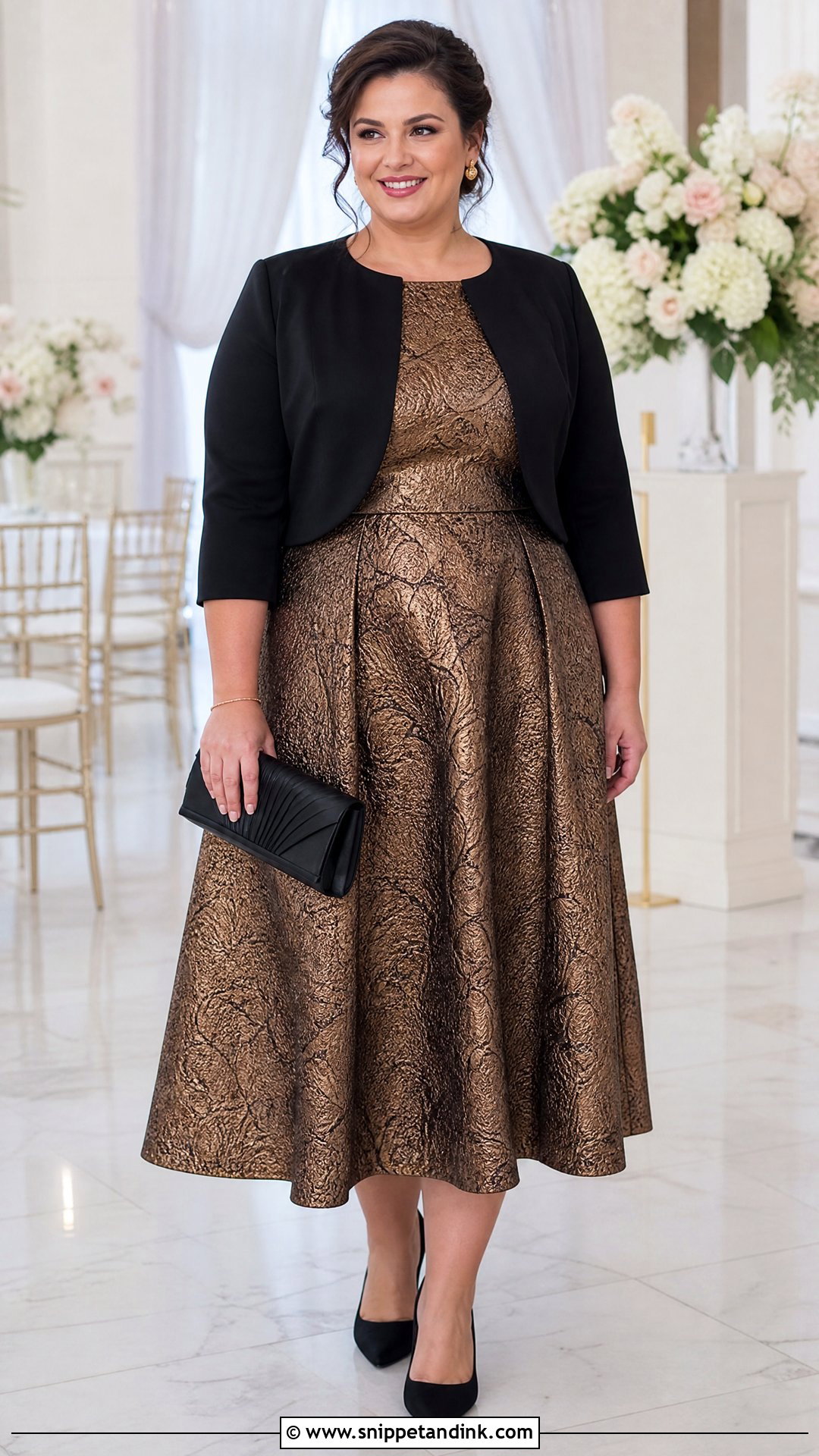 Plus Size Metallic Jacquard Midi Dress - Snippet and Ink - 20 Plus Size Party Dresses for Wedding