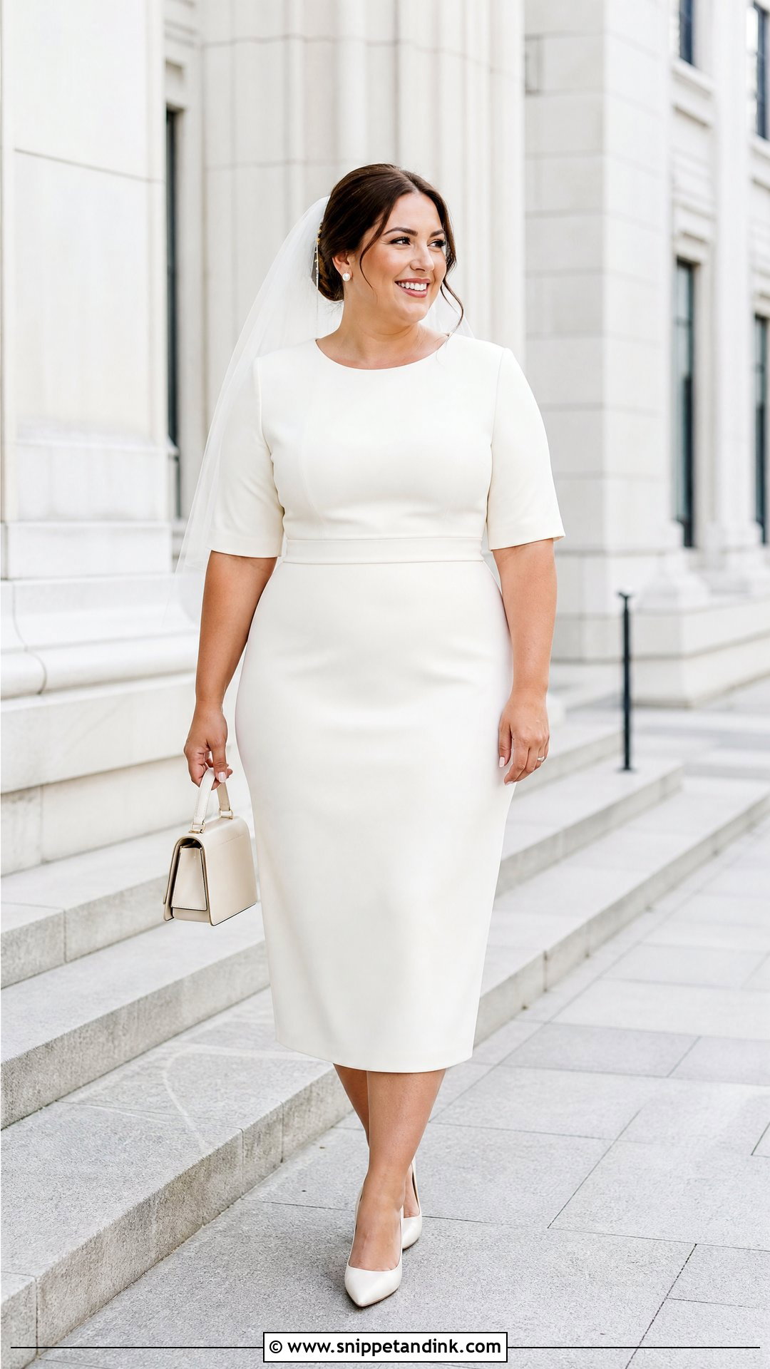 Plus Size Midi Courthouse Wedding Dress - Snippet and Ink - 20 Plus Size Simple Wedding Dress Ideas