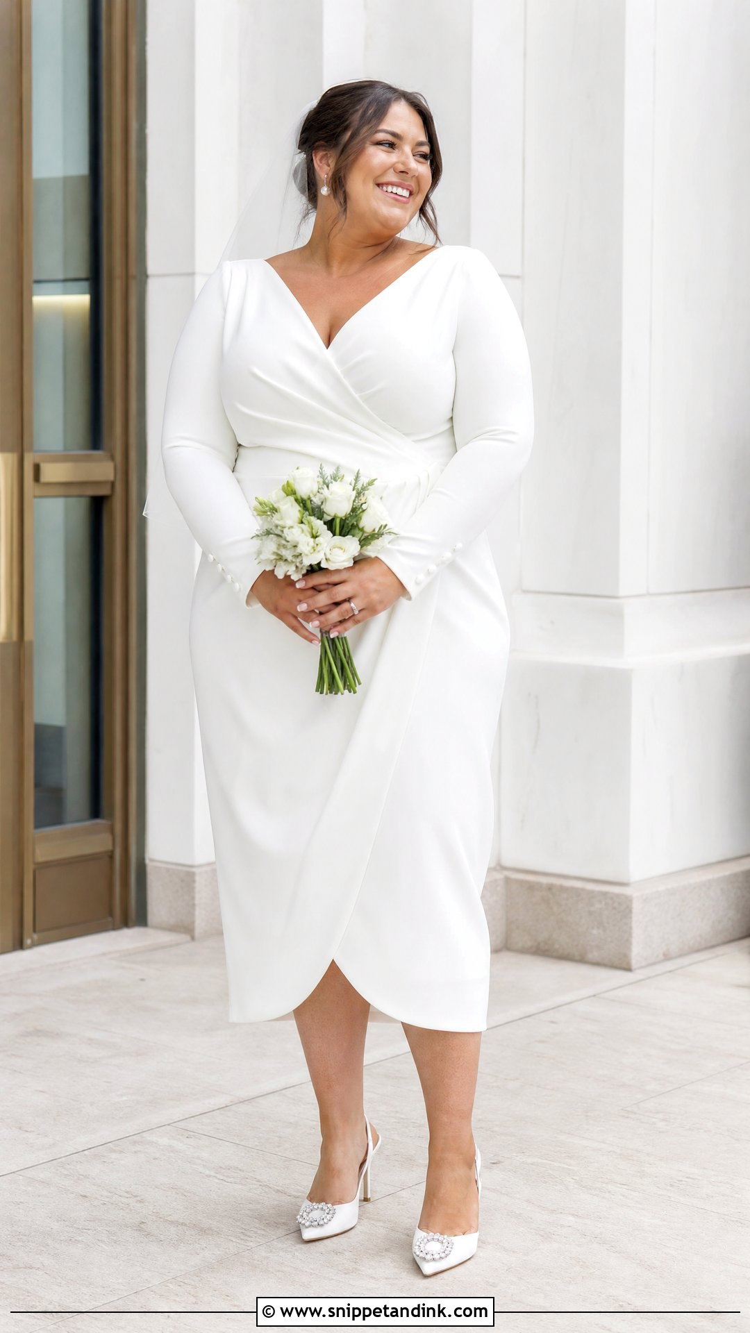 Plus Size Midi Wedding Dress With Long Sleeves - Snippet and Ink - 20 Plus Size Wedding Dress with Sleeves