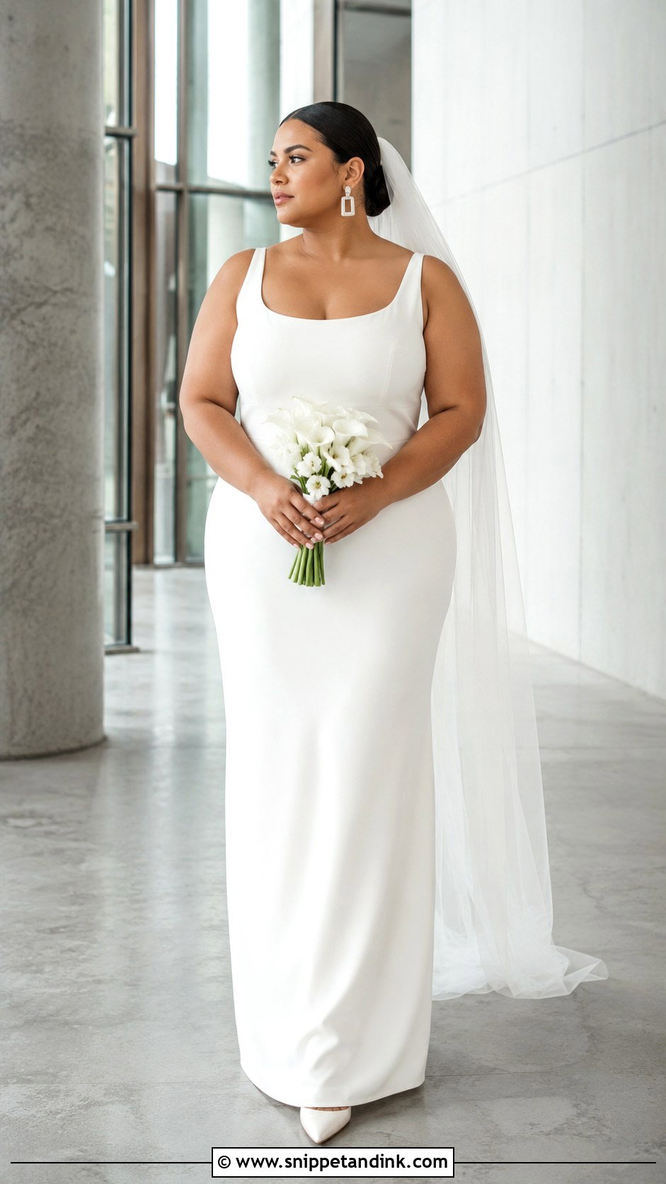 Plus Size Minimalist Column Wedding Dress - Snippet and Ink - 20 Fat Wedding Dress Ideas