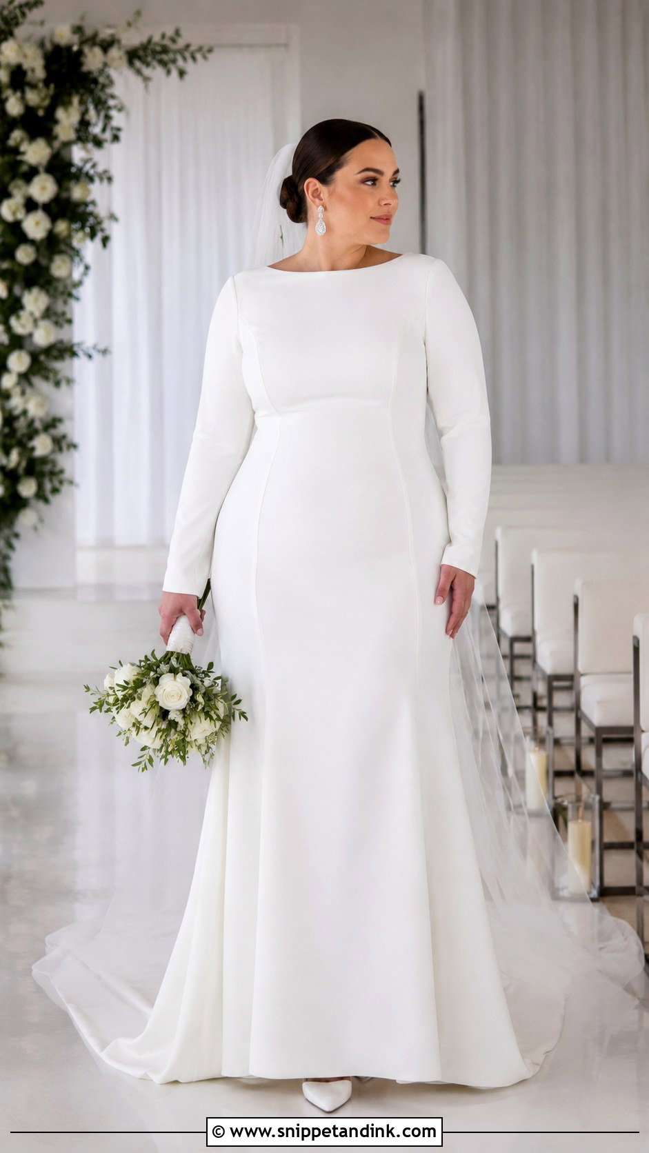 Plus Size Minimalist Crepe Wedding Dress - Snippet and Ink - 20 Elegant Plus Size Wedding Dress Curvy Bride Ideas