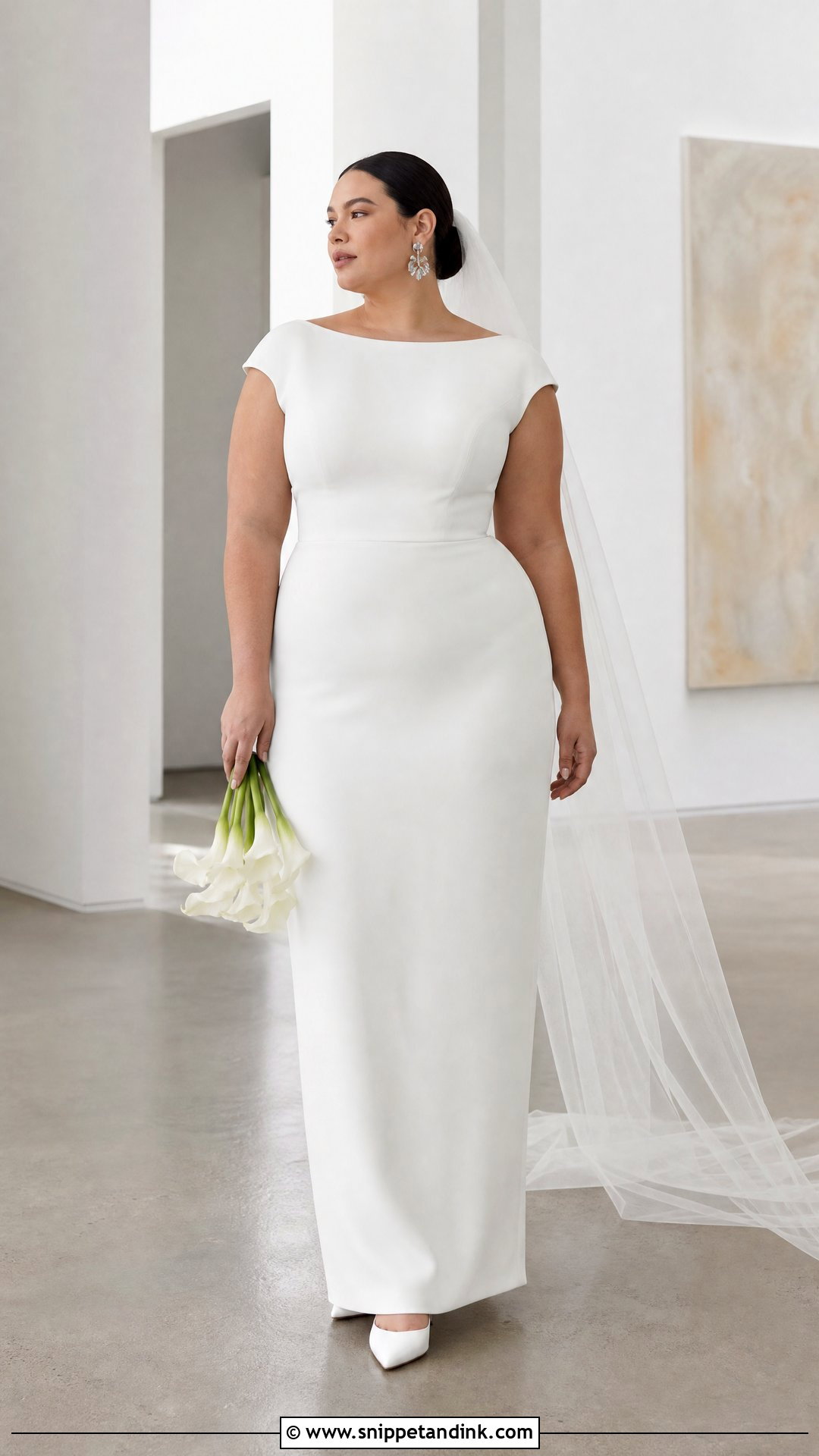 Plus Size Minimalist Crepe Wedding Dress - Snippet and Ink - 20 Wedding Dress for Plus Size Ideas