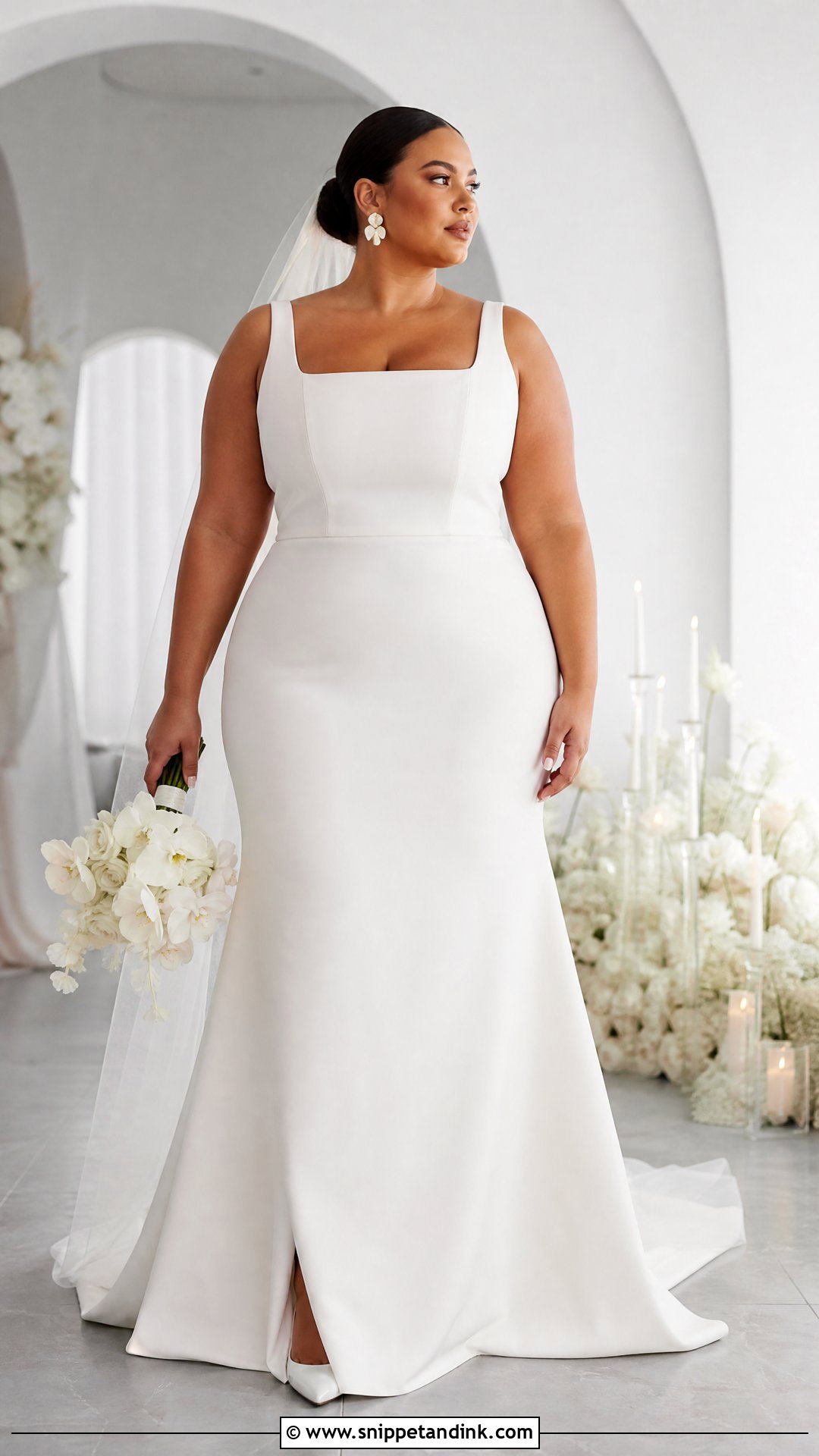 Plus Size Minimalist Crepe Wedding Gown - Snippet and Ink - 20 Plus Size Wedding Gowns Curvy Bride