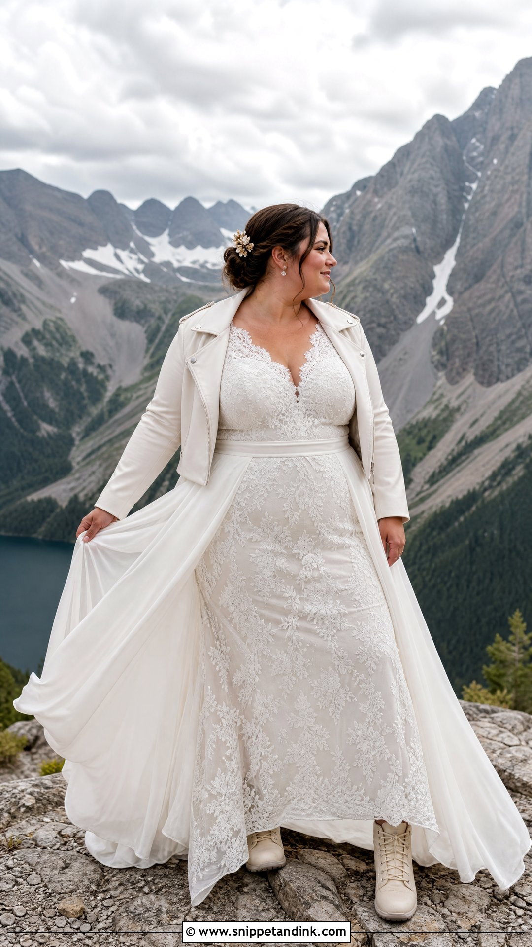 Plus Size Mountain Elopement Dress - Snippet and Ink - 20 Plus Size Elopement Dress Ideas