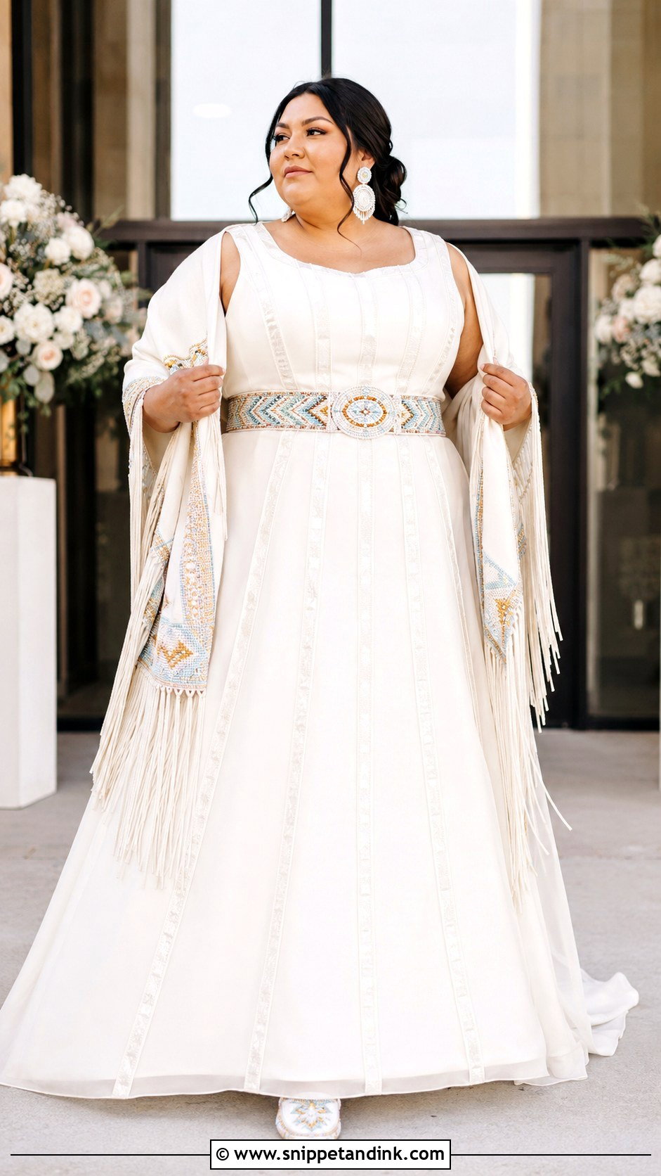 Plus Size Native Wedding Dress With Ribbonwork - Snippet and Ink - 20 Native Wedding Dress Ideas