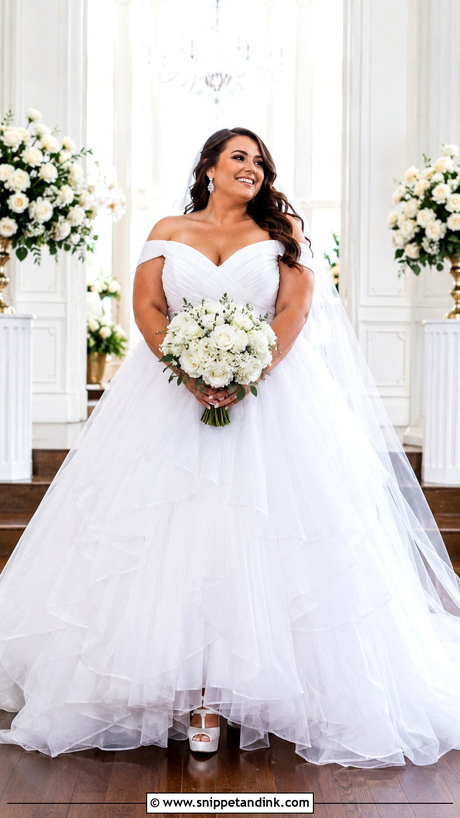 Plus Size Off Shoulder Ball Gown Wedding Dress - Snippet and Ink - 20 Fat Wedding Dress Ideas